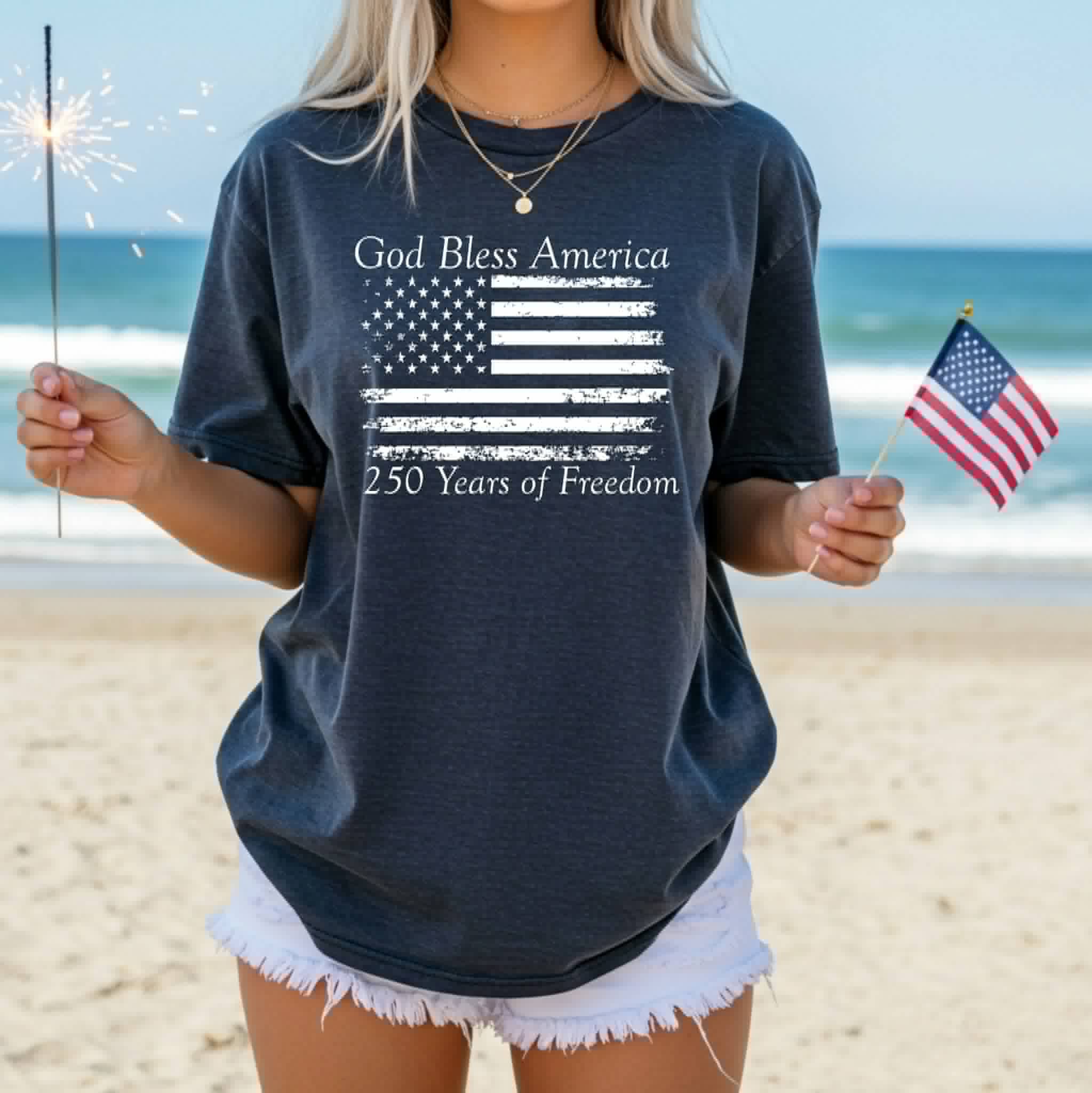 God Bless America Navy 250th Celebration Faith - Adult & Kids T-Shirts, Sweatshirts & Hoodies apparel design preview 1