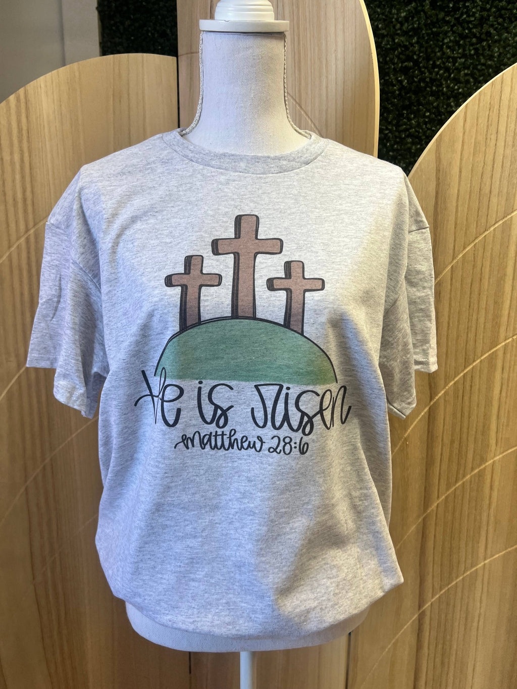 He Is Risen 3 Crosses On A Hill Ash Gray - Adult & Kids T-Shirts, Sweatshirts & Hoodies apparel design preview 1