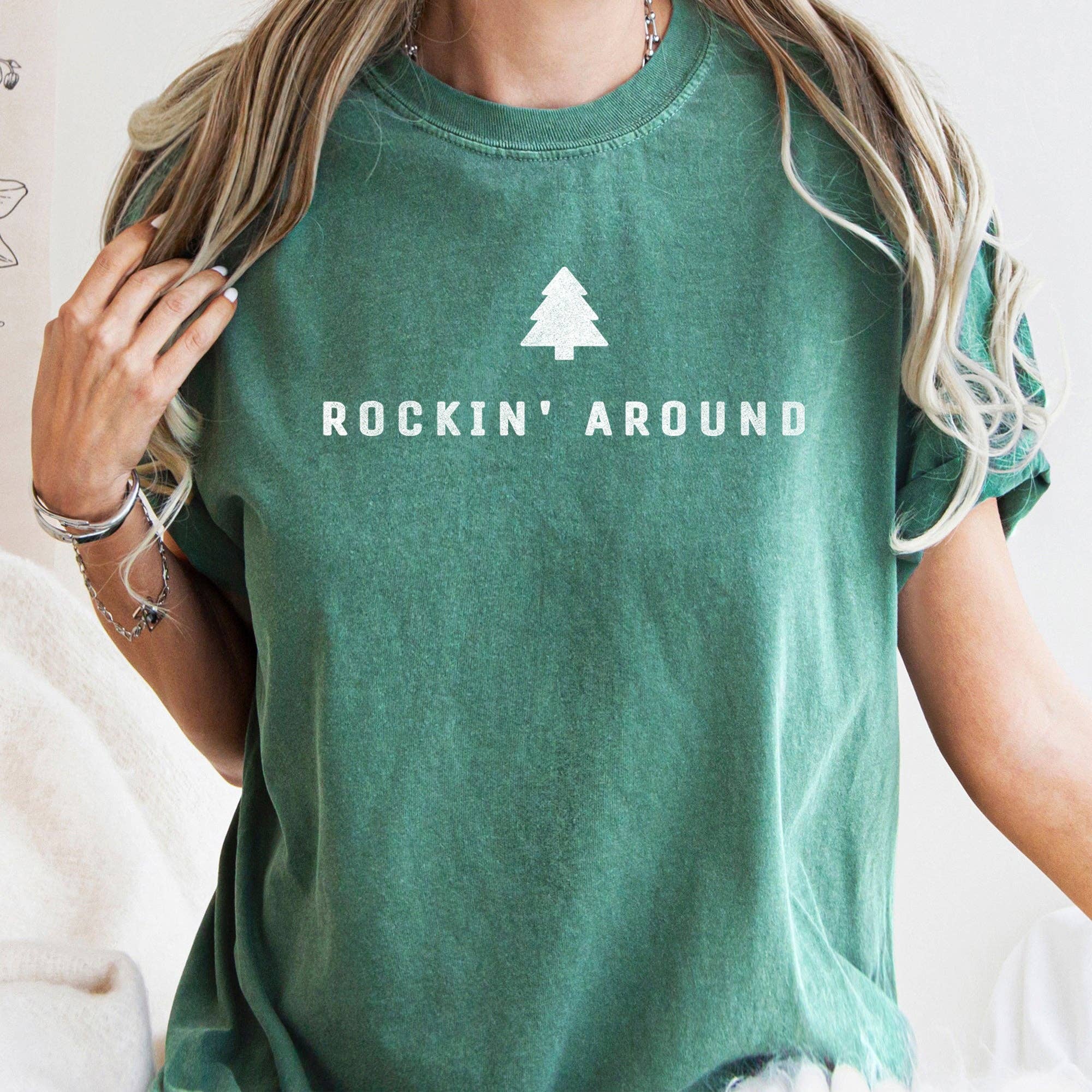 Rocking Around the Christmas Tree, Minimal, Retro - Adult & Kids T-Shirts, Sweatshirts & Hoodies apparel design preview 1