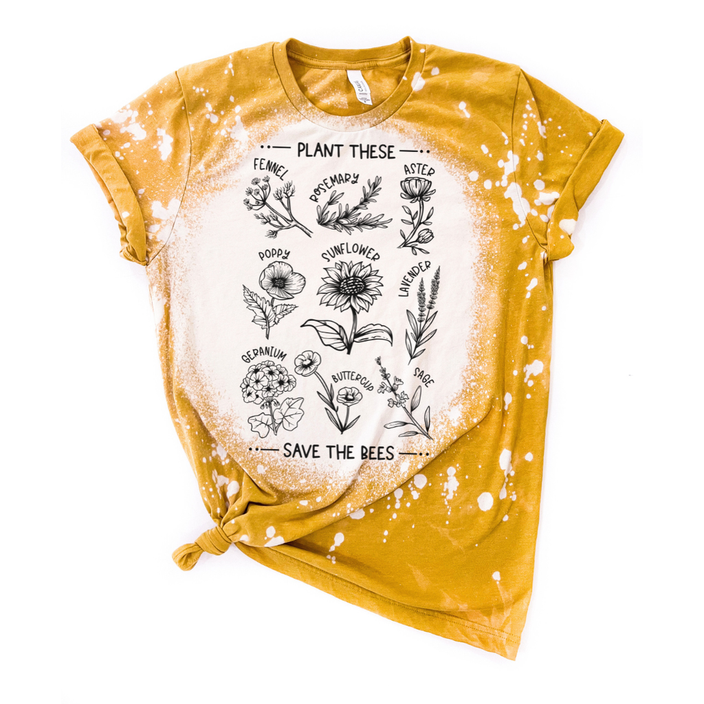 Plant These Save the Bees Floral Bleached - Adult & Kids T-Shirts, Sweatshirts & Hoodies apparel design preview 1