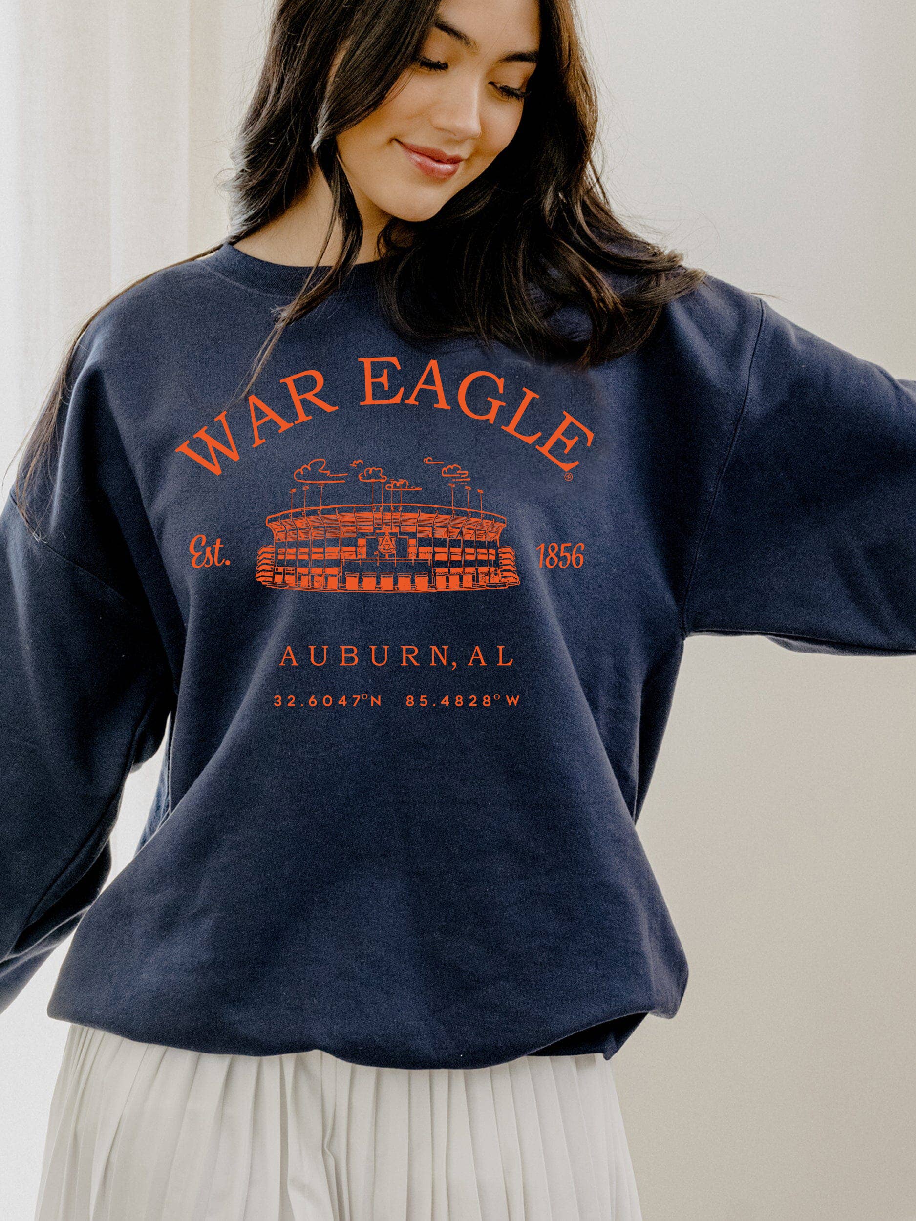 Auburn Tigers Stadium Coordinates Navy Cc - Adult & Kids T-Shirts, Sweatshirts & Hoodies apparel design preview 1