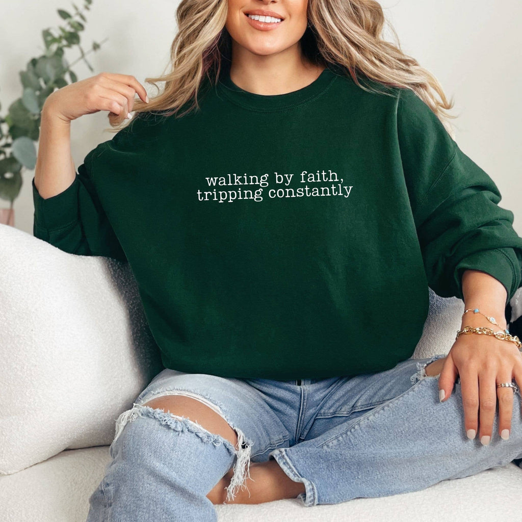 Walking By Faith Tripping Constantly Graphic - Adult & Kids T-Shirts, Sweatshirts & Hoodies apparel design preview 1