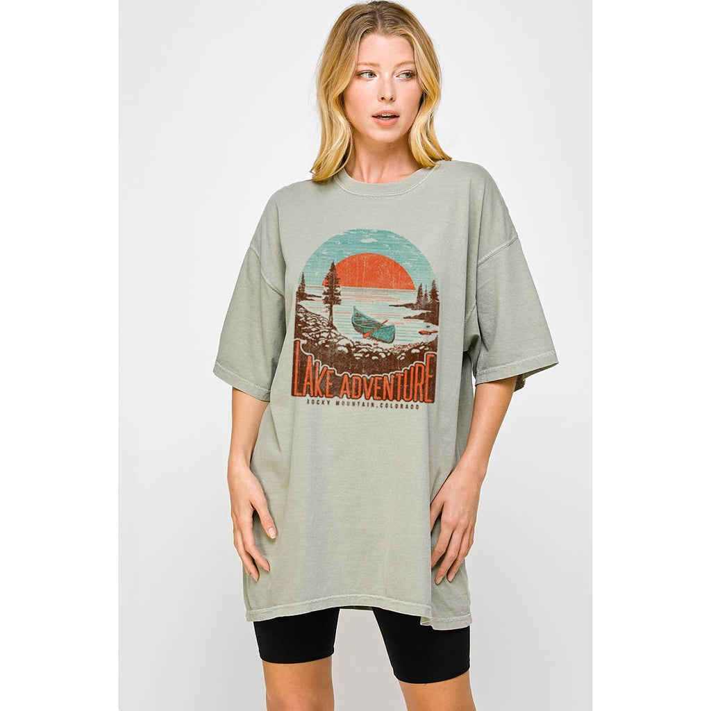 Lake Adventure Vintage Oversized - Adult & Kids T-Shirts, Sweatshirts & Hoodies apparel design preview 1