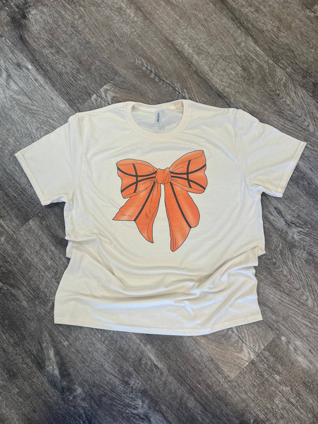 Basketball Large Bow On Cream - Adult & Kids T-Shirts, Sweatshirts & Hoodies apparel design preview 1