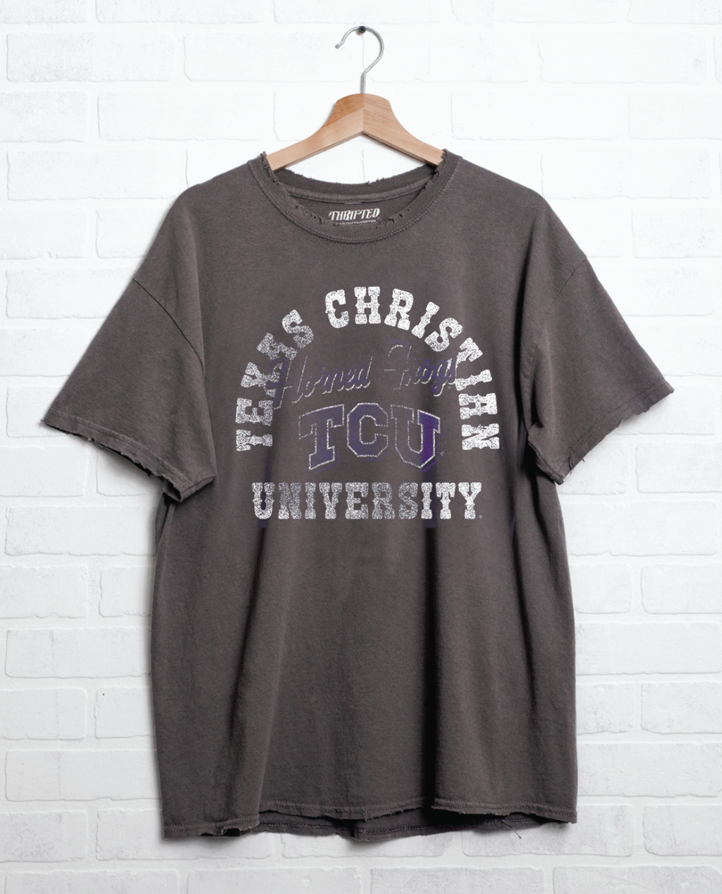 Tcu Horned Frogs Draft Charcoal Thrifted - Adult & Kids T-Shirts, Sweatshirts & Hoodies apparel design preview 1