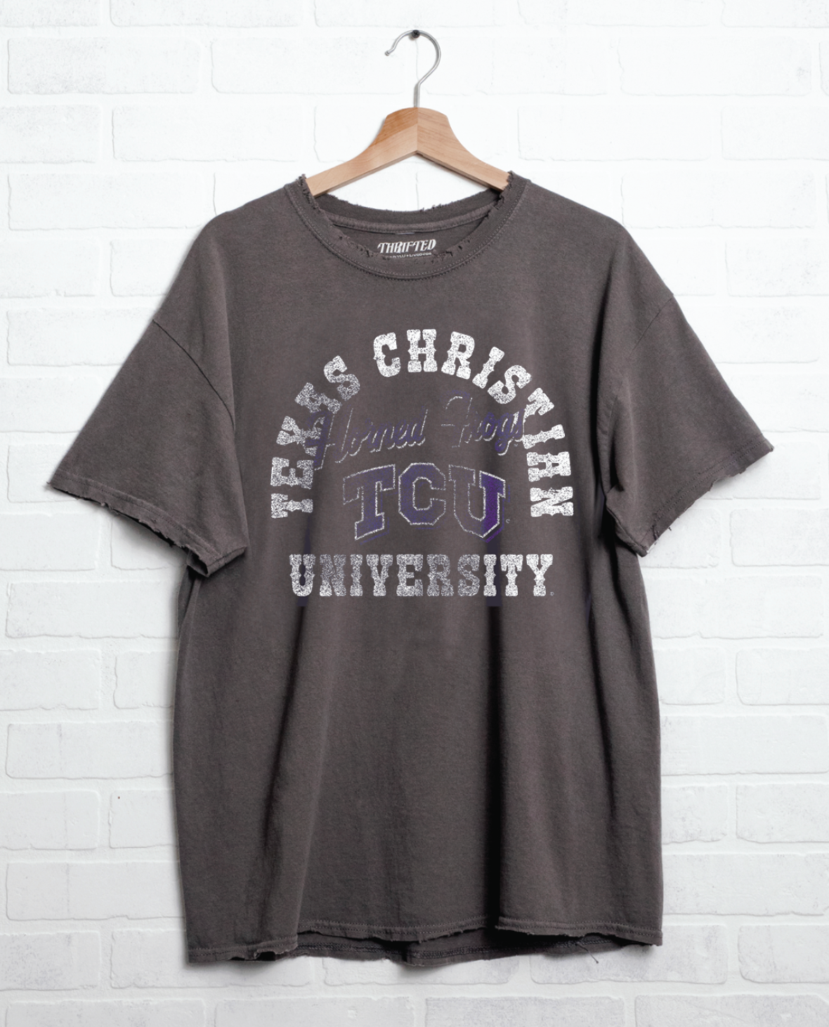 Tcu Horned Frogs Draft Charcoal Thrifted - Adult & Kids T-Shirts, Sweatshirts & Hoodies apparel design preview 1