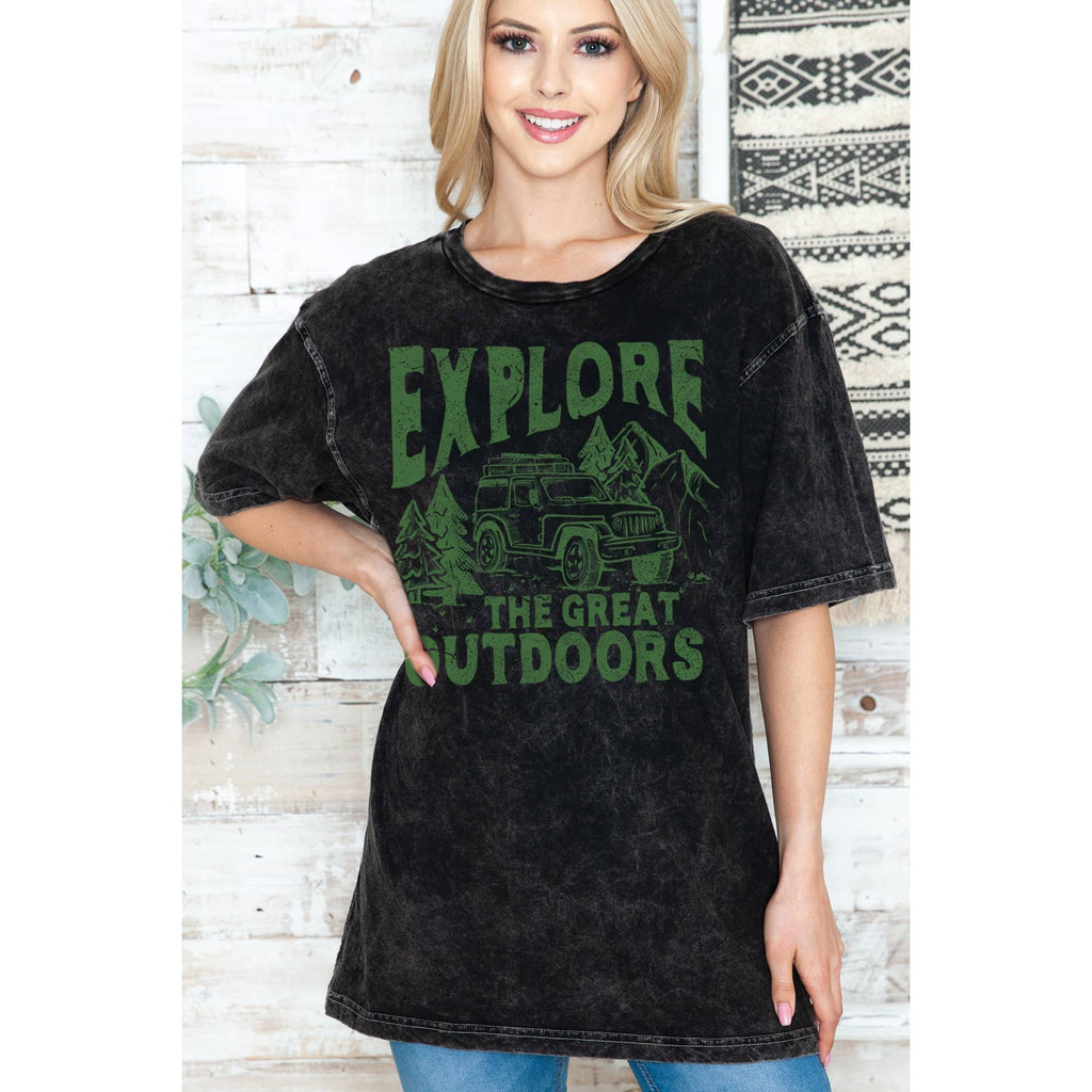 Explore the Great -Unisex Oversized Mineral Wash - Adult & Kids T-Shirts, Sweatshirts & Hoodies apparel design preview 1