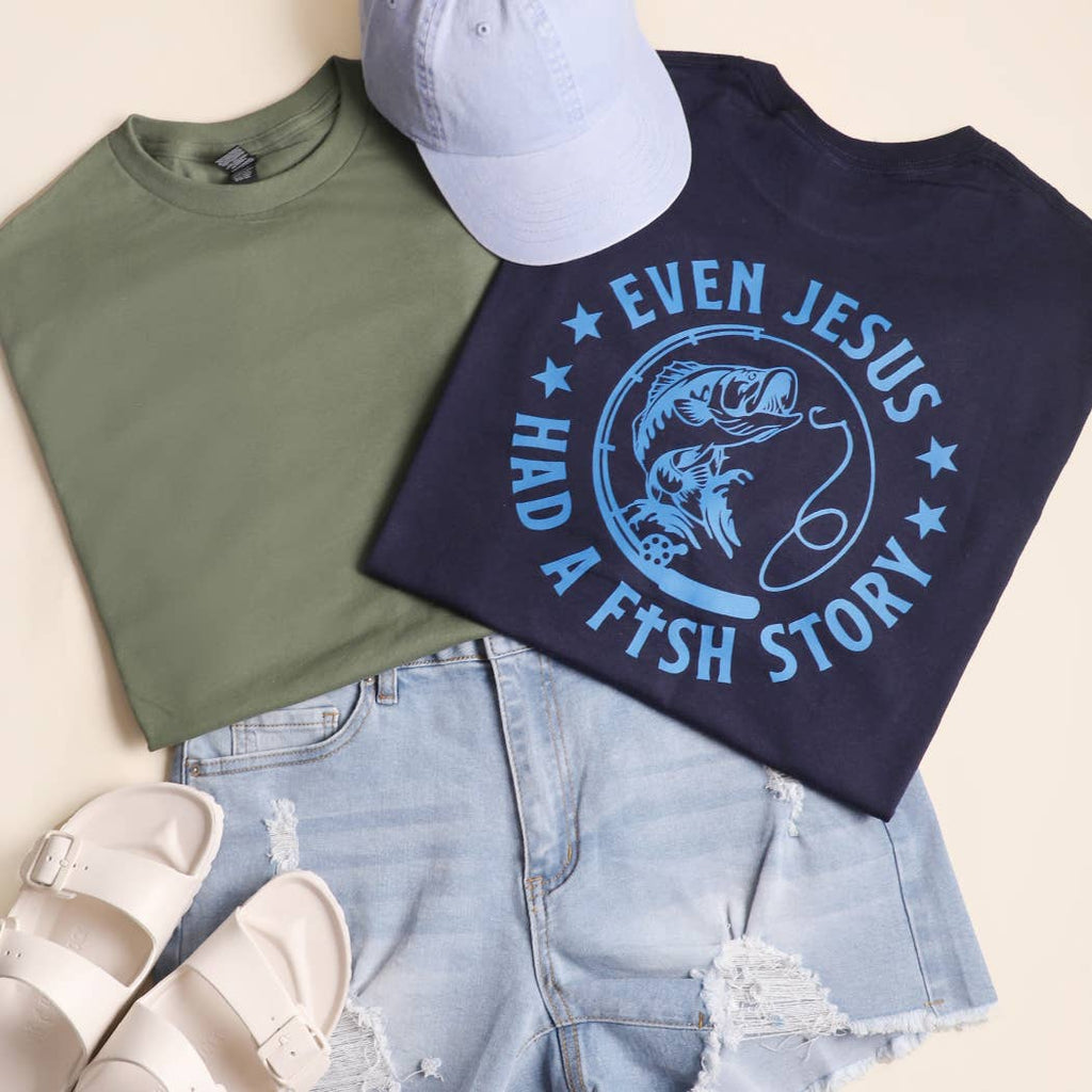 Even Jesus Had A Fish Story Graphic Heavy Cotton - Adult & Kids T-Shirts, Sweatshirts & Hoodies apparel design preview 1