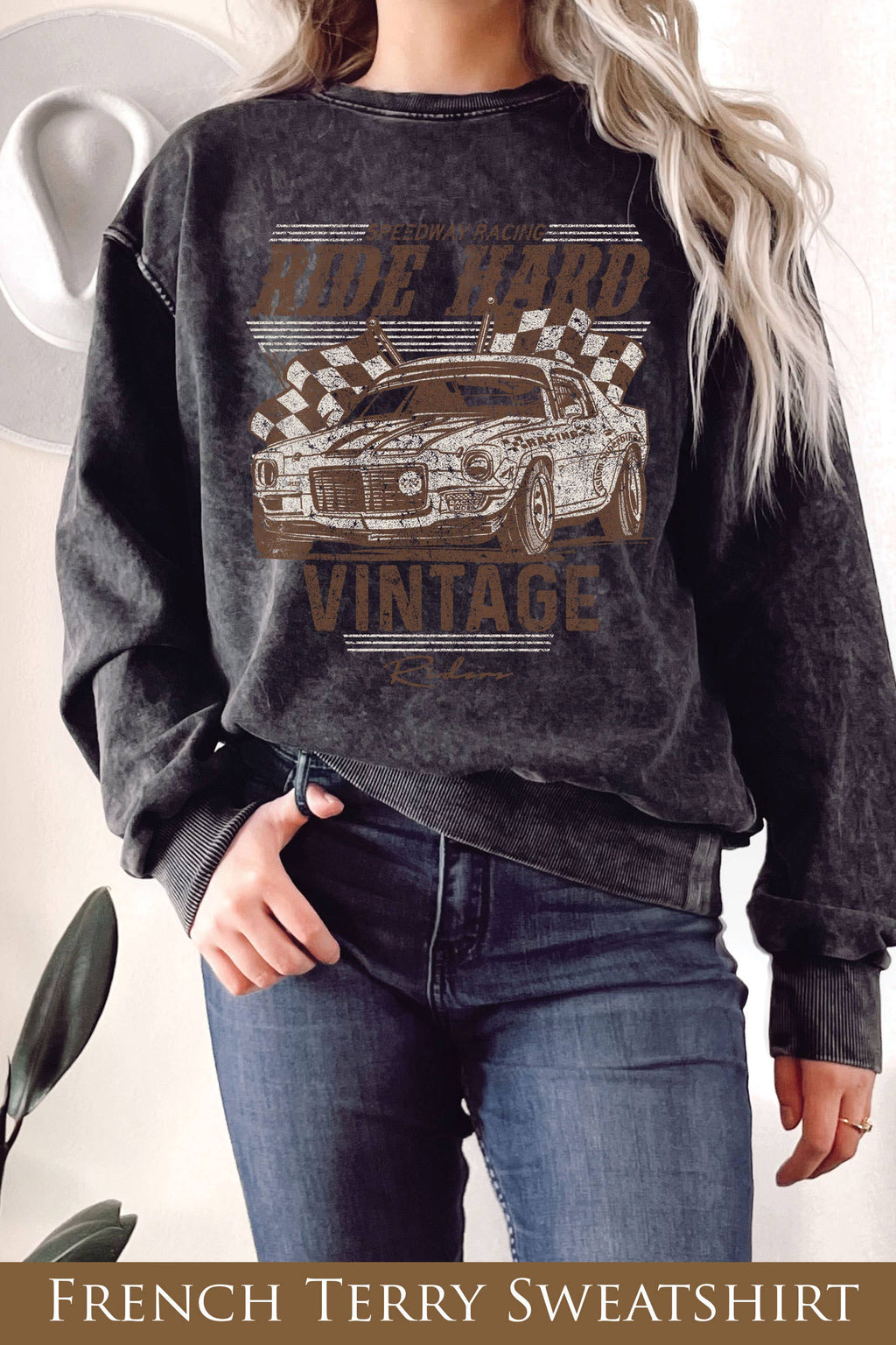 Ride Hard Vintage R Graphix Mineral Terry - Adult & Kids T-Shirts, Sweatshirts & Hoodies apparel design preview 1