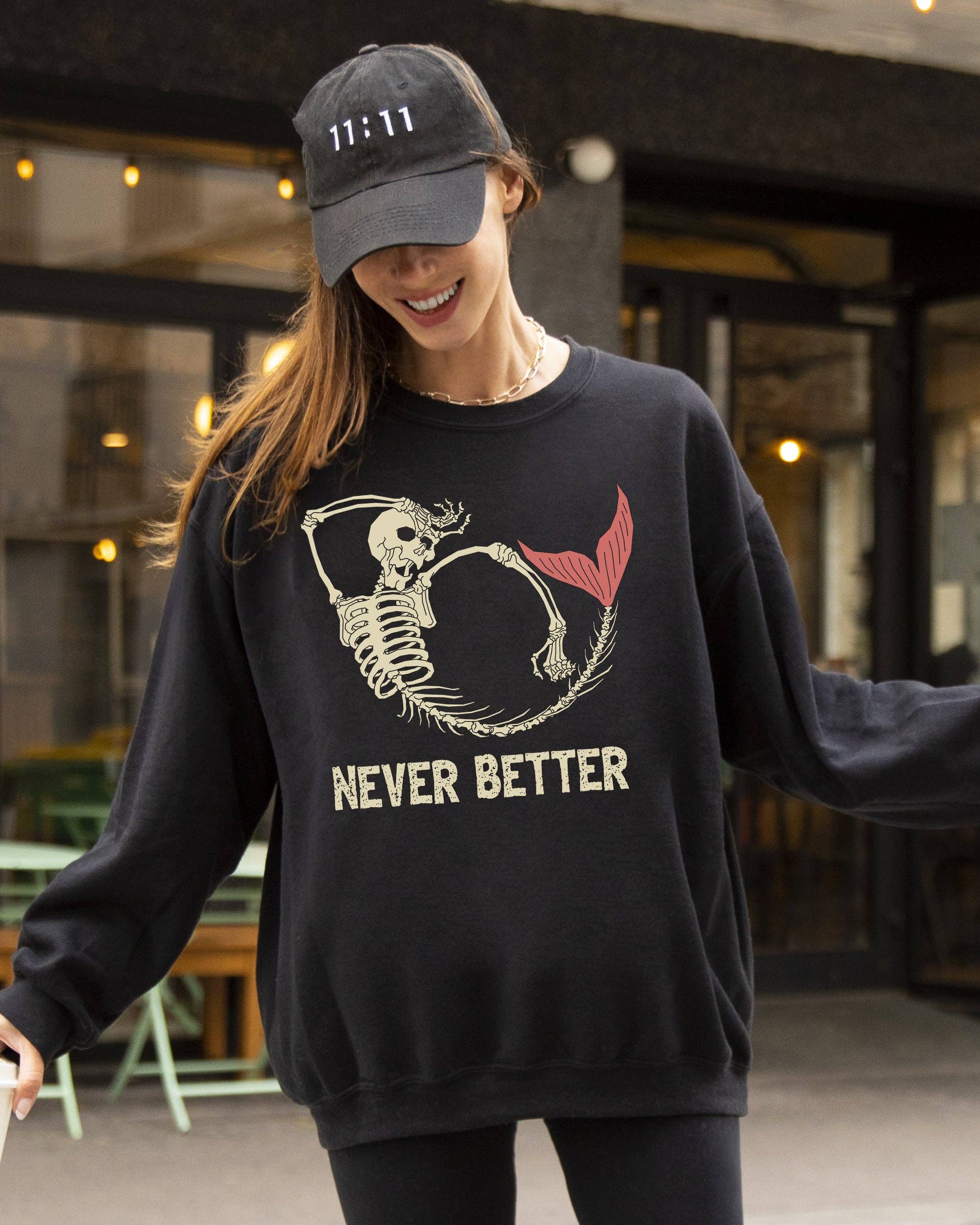 Never Better, Mermaid, Skeleton, Funny, Halloween - Adult & Kids T-Shirts, Sweatshirts & Hoodies apparel design preview 1