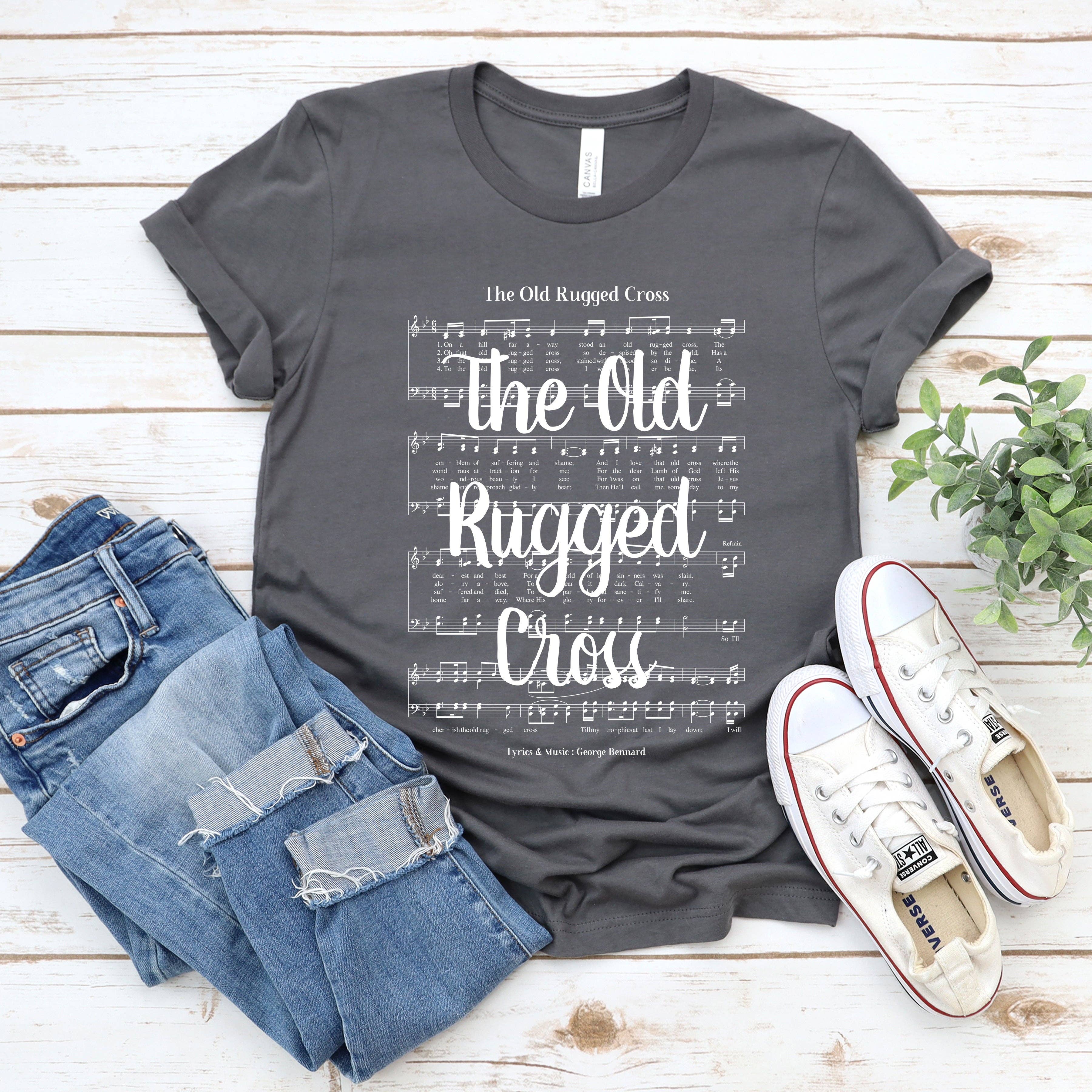 The Old Rugged Cross Hymn White Ink - Adult & Kids T-Shirts, Sweatshirts & Hoodies apparel design preview 1