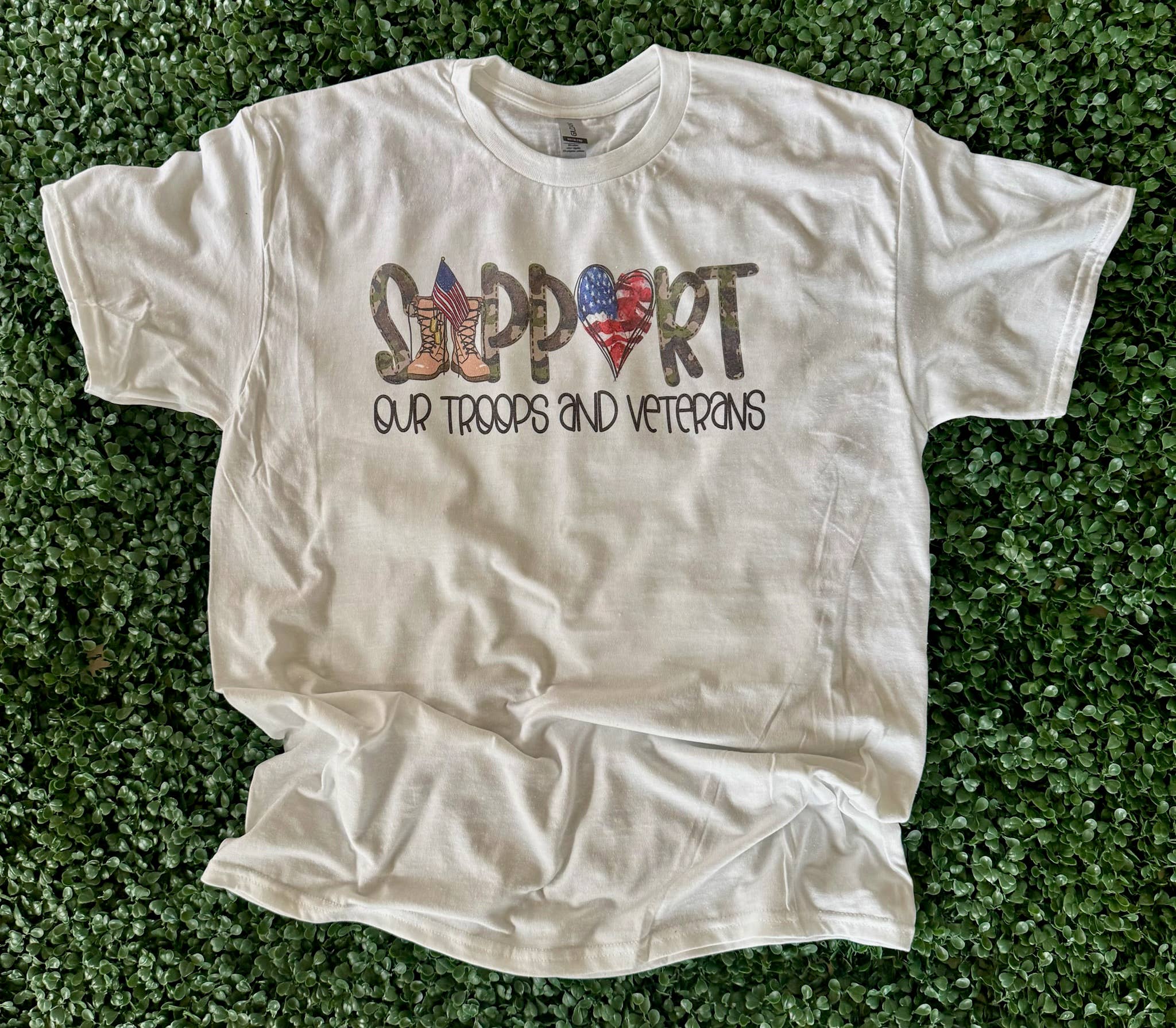 Support Our Troops Veterans On White - Adult & Kids T-Shirts, Sweatshirts & Hoodies apparel design preview 1