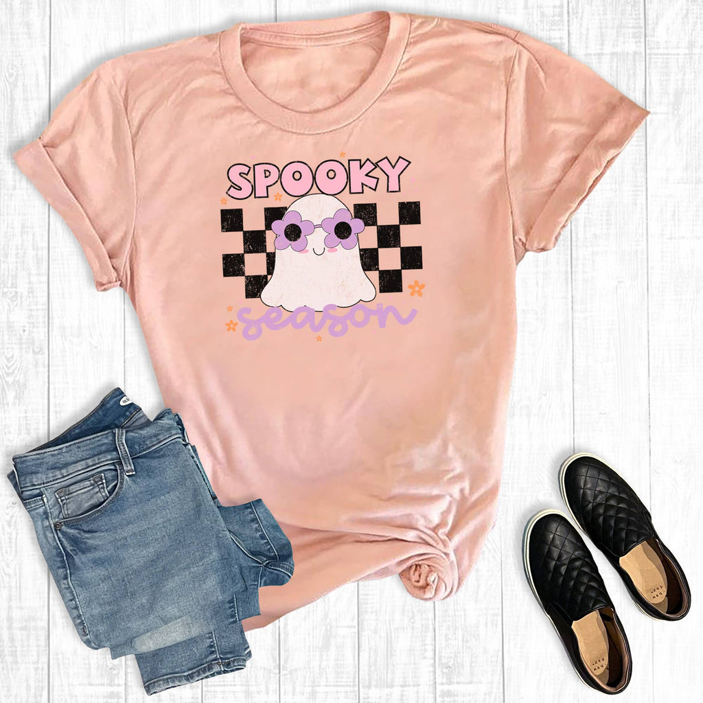 Retro Checkered Spooky Season Ghost Graphic - Adult & Kids T-Shirts, Sweatshirts & Hoodies apparel design preview 1