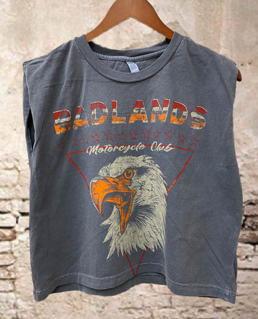Badlands Moto Club Boxy Midriff Muscle Top - Adult & Kids T-Shirts, Sweatshirts & Hoodies apparel design preview 1