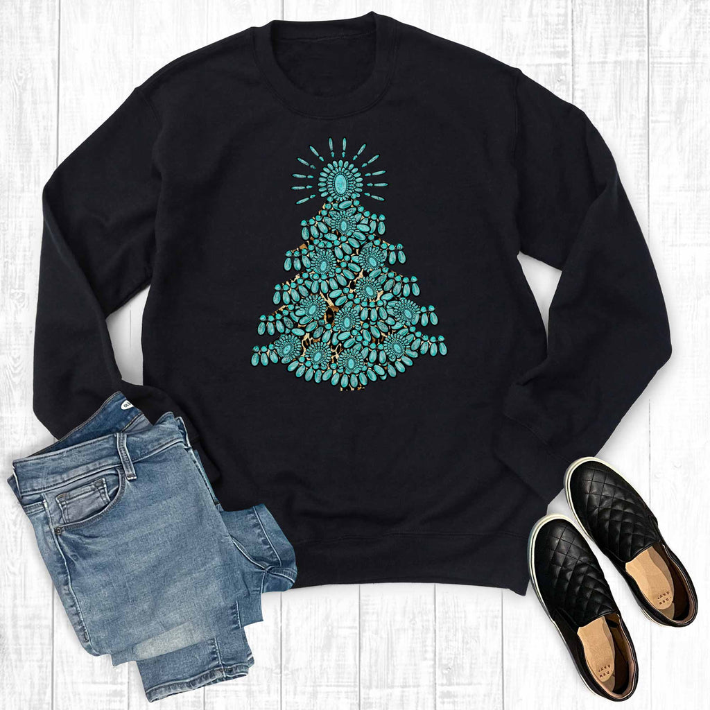 Christmas Turquoise Tree - Adult & Kids T-Shirts, Sweatshirts & Hoodies apparel design preview 1