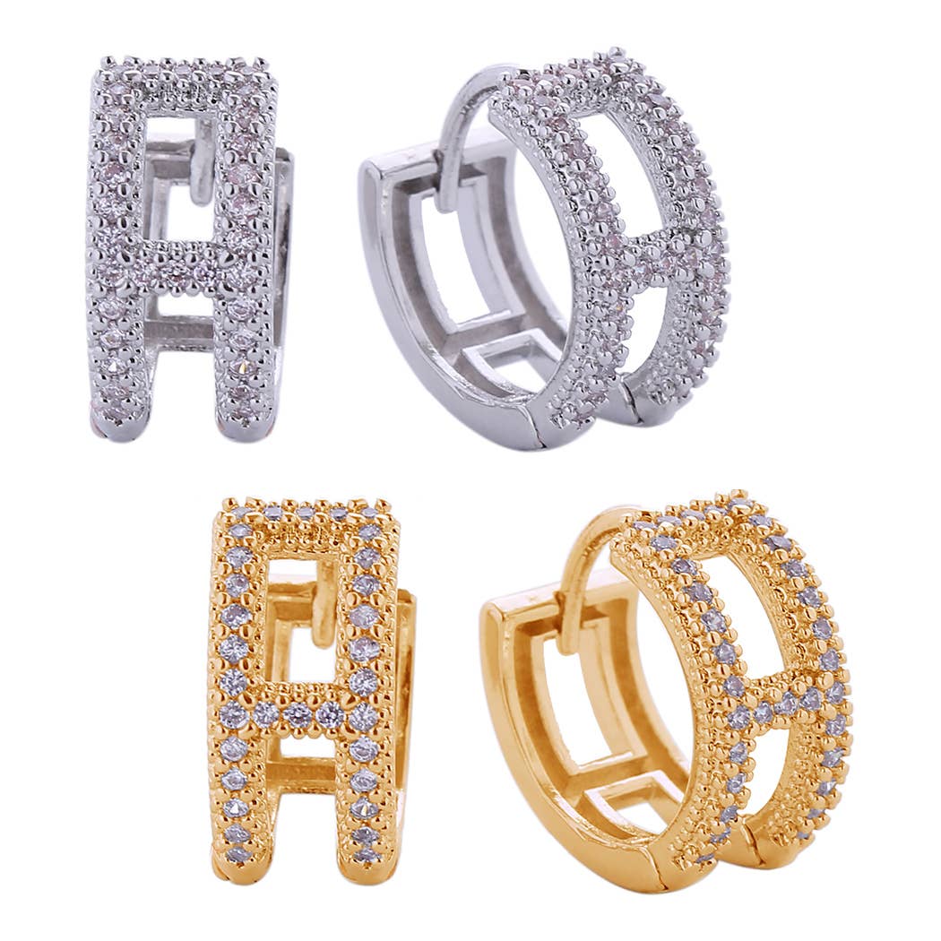 14K Dipped Double Row Paved Cz Huggie Earrings - Adult & Kids T-Shirts, Sweatshirts & Hoodies apparel design preview 1