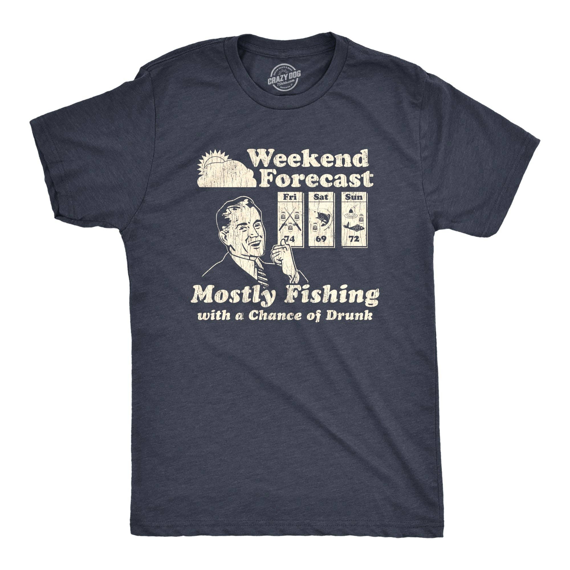 Weekend Forecast Mostly Fishing with A Chance of - Adult & Kids T-Shirts, Sweatshirts & Hoodies apparel design preview 1