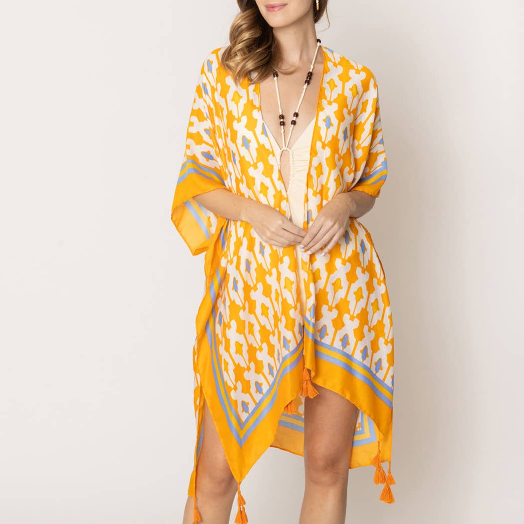 Tile Print Summer Kimono with Tassels - Adult & Kids T-Shirts, Sweatshirts & Hoodies apparel design preview 1
