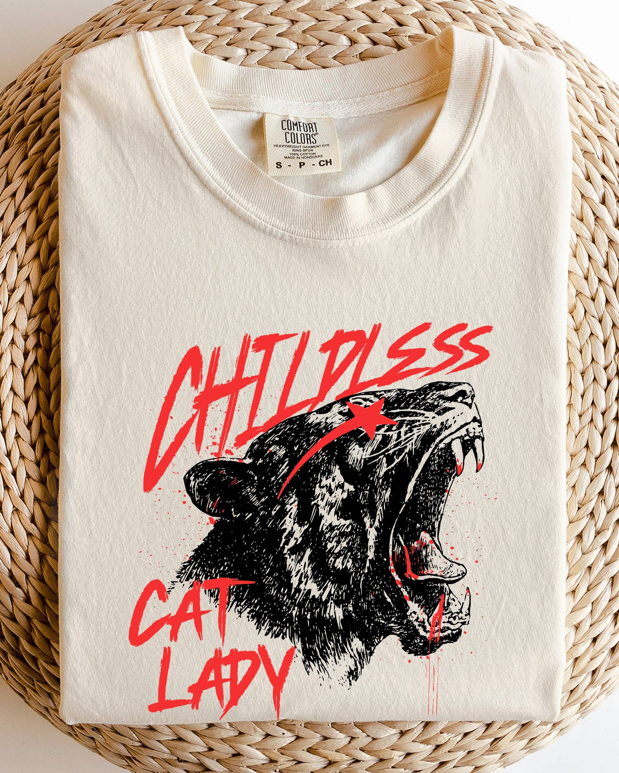Childless Cat Lady, Roar, Tiger, Coconut Tree - Adult & Kids T-Shirts, Sweatshirts & Hoodies apparel design preview 1