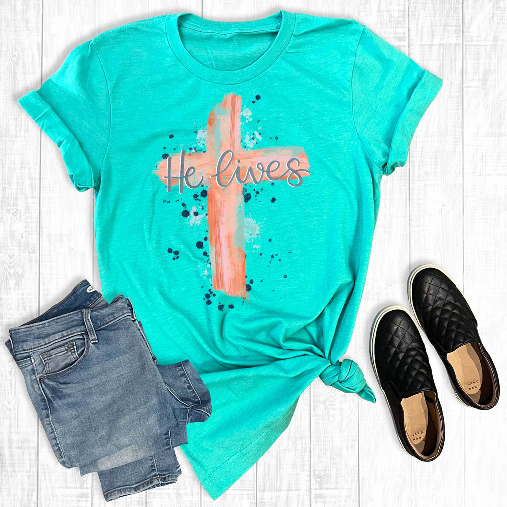 He Lives Cross - Adult & Kids T-Shirts, Sweatshirts & Hoodies apparel design preview 1