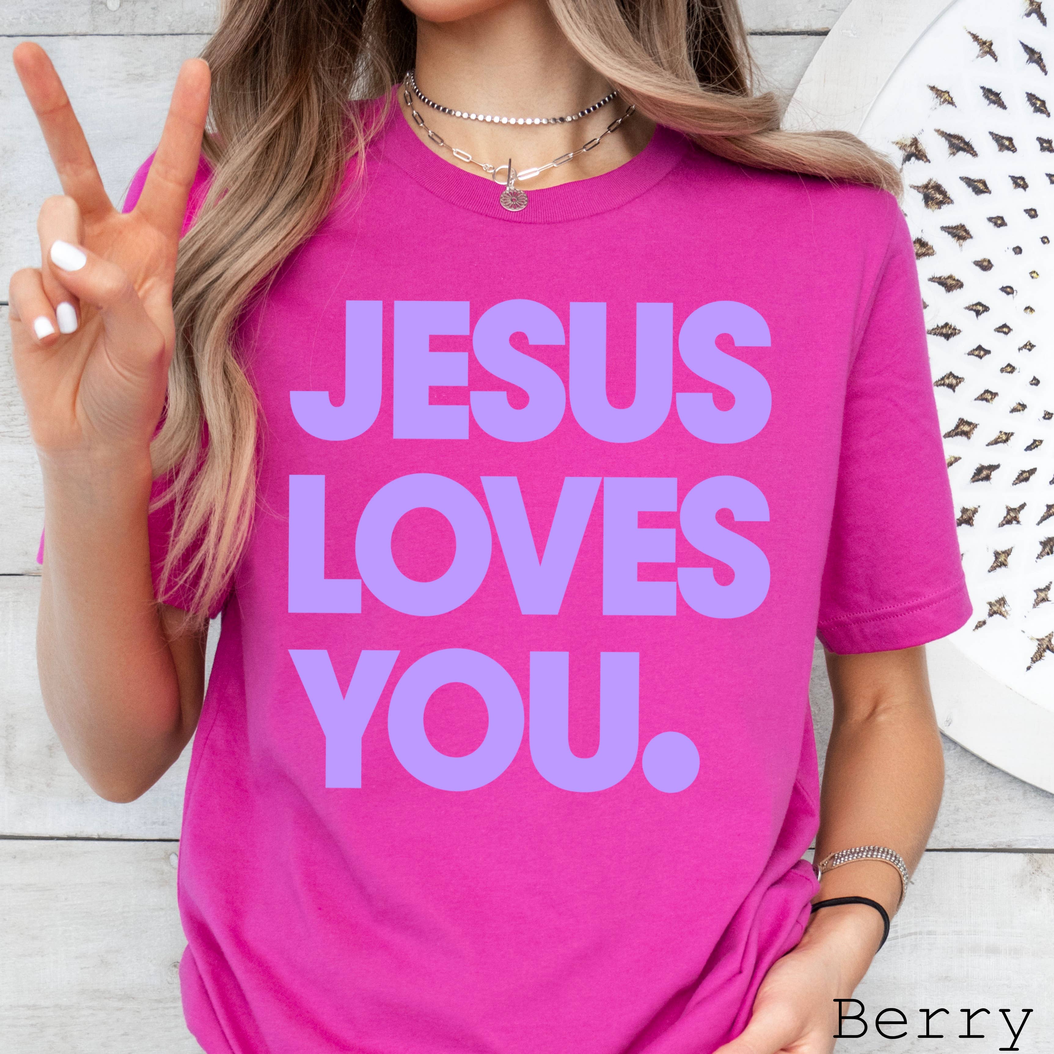 Jesus Loves You Graphic Bella Canvas - Adult & Kids T-Shirts, Sweatshirts & Hoodies apparel design preview 1