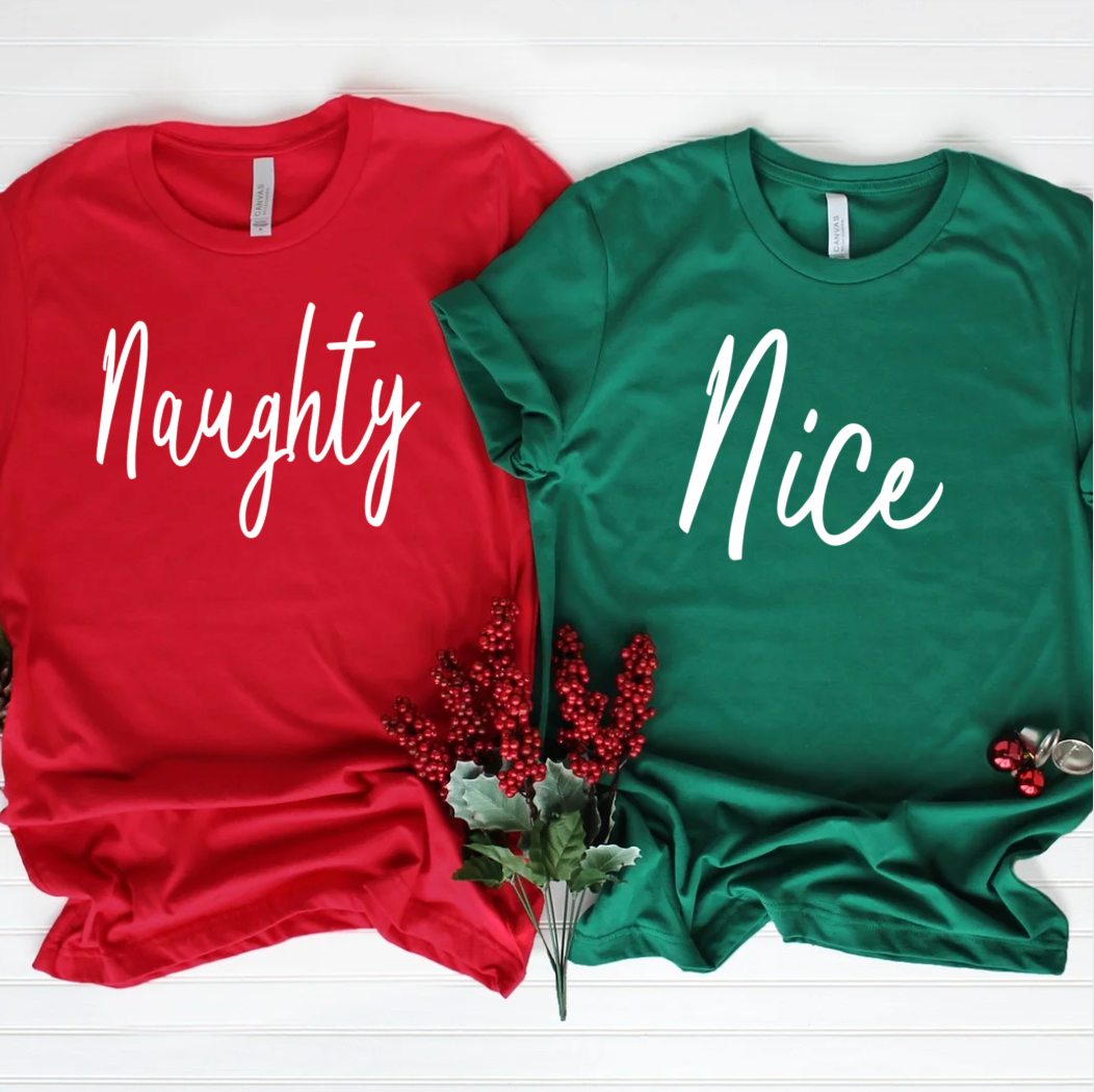 Naughty or Nice Christmas - Adult & Kids T-Shirts, Sweatshirts & Hoodies apparel design preview 1