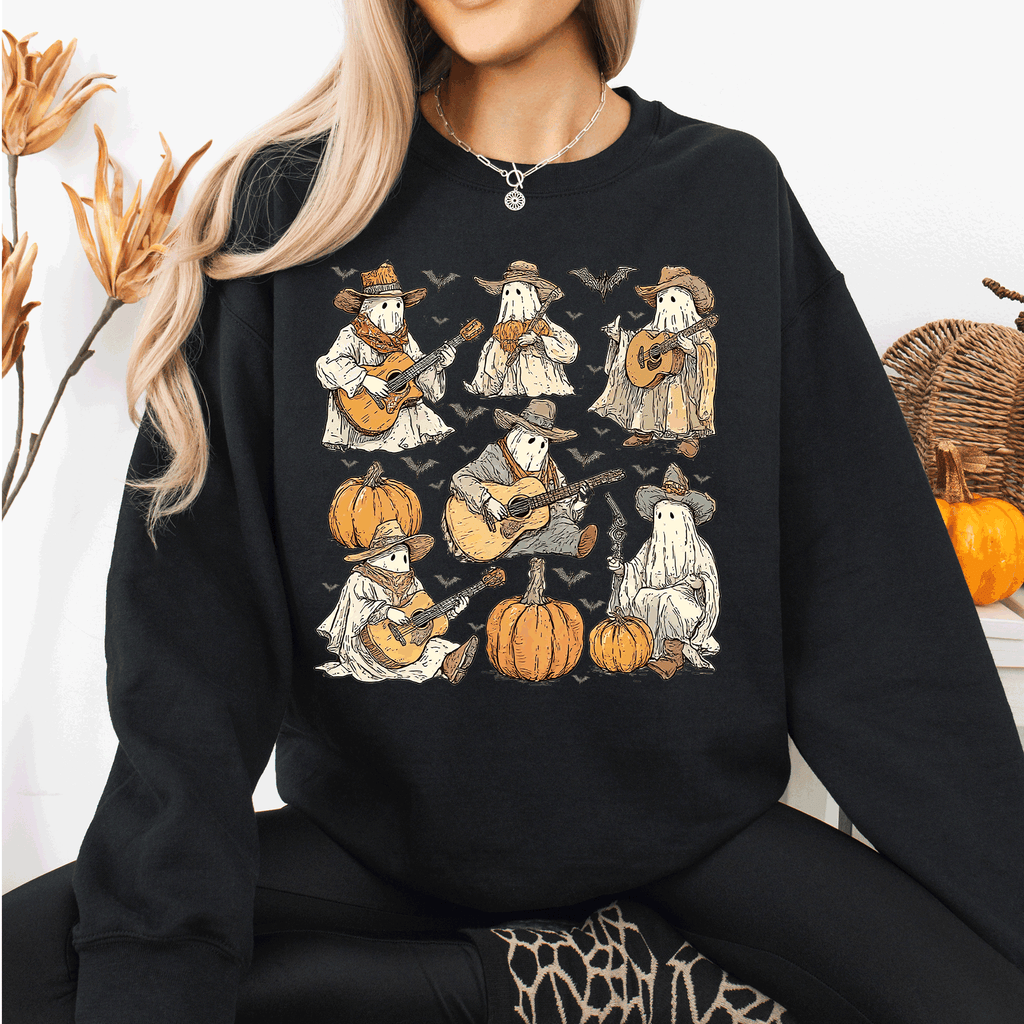 Ghost Cowboys, Halloween, Bats, Spooky - Adult & Kids T-Shirts, Sweatshirts & Hoodies apparel design preview 1