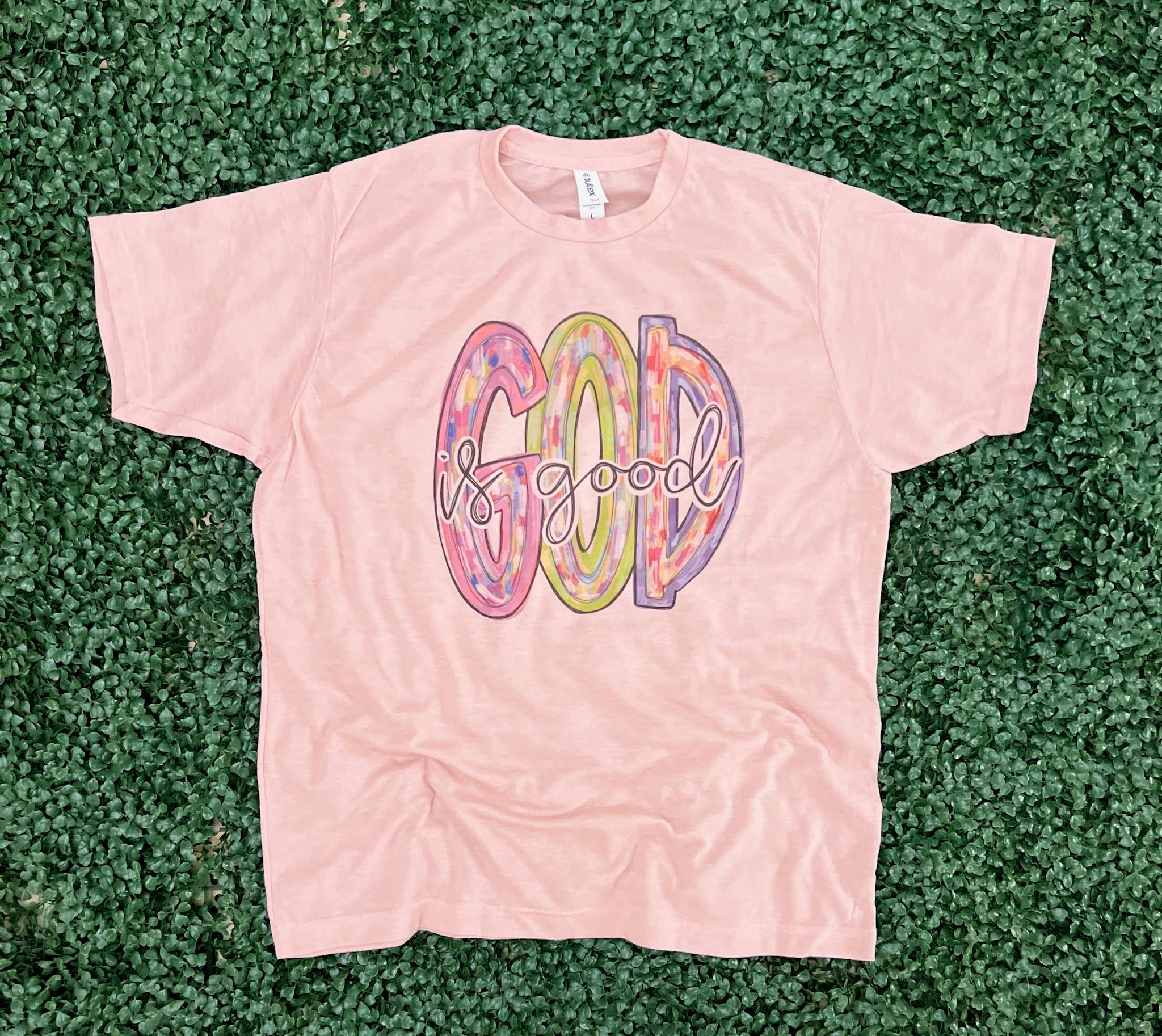God Is Good Messy Paint On Heather Peach - Adult & Kids T-Shirts, Sweatshirts & Hoodies apparel design preview 1
