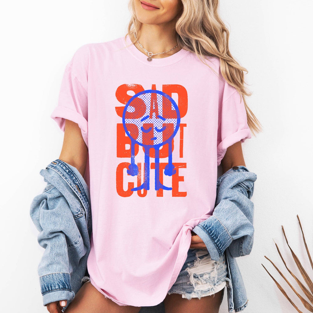 Sad But Cute, Mental Health Positivity Sarcastic - Adult & Kids T-Shirts, Sweatshirts & Hoodies apparel design preview 1