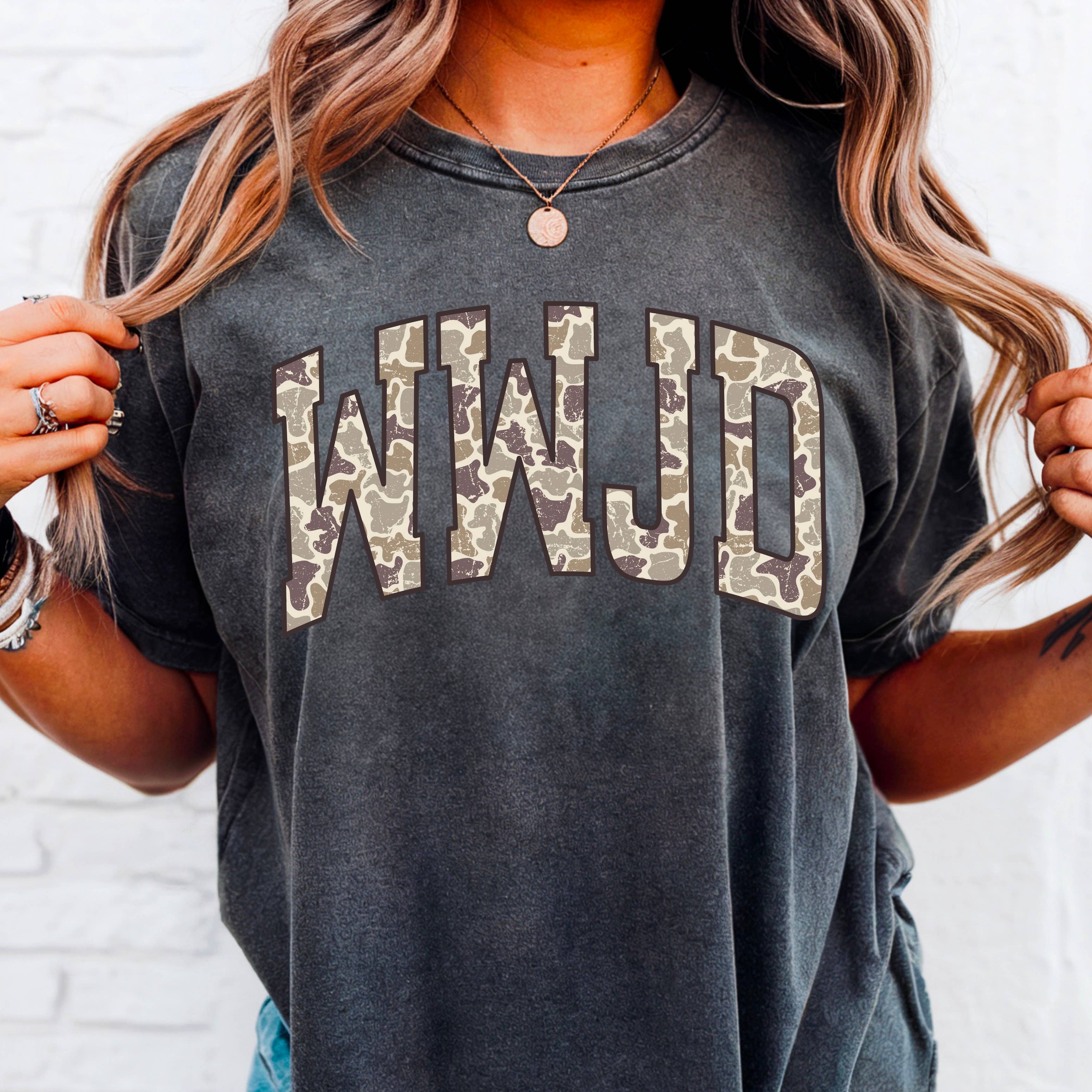 Wwjd Camo Christian Graphic Comfort Color - Adult & Kids T-Shirts, Sweatshirts & Hoodies apparel design preview 1