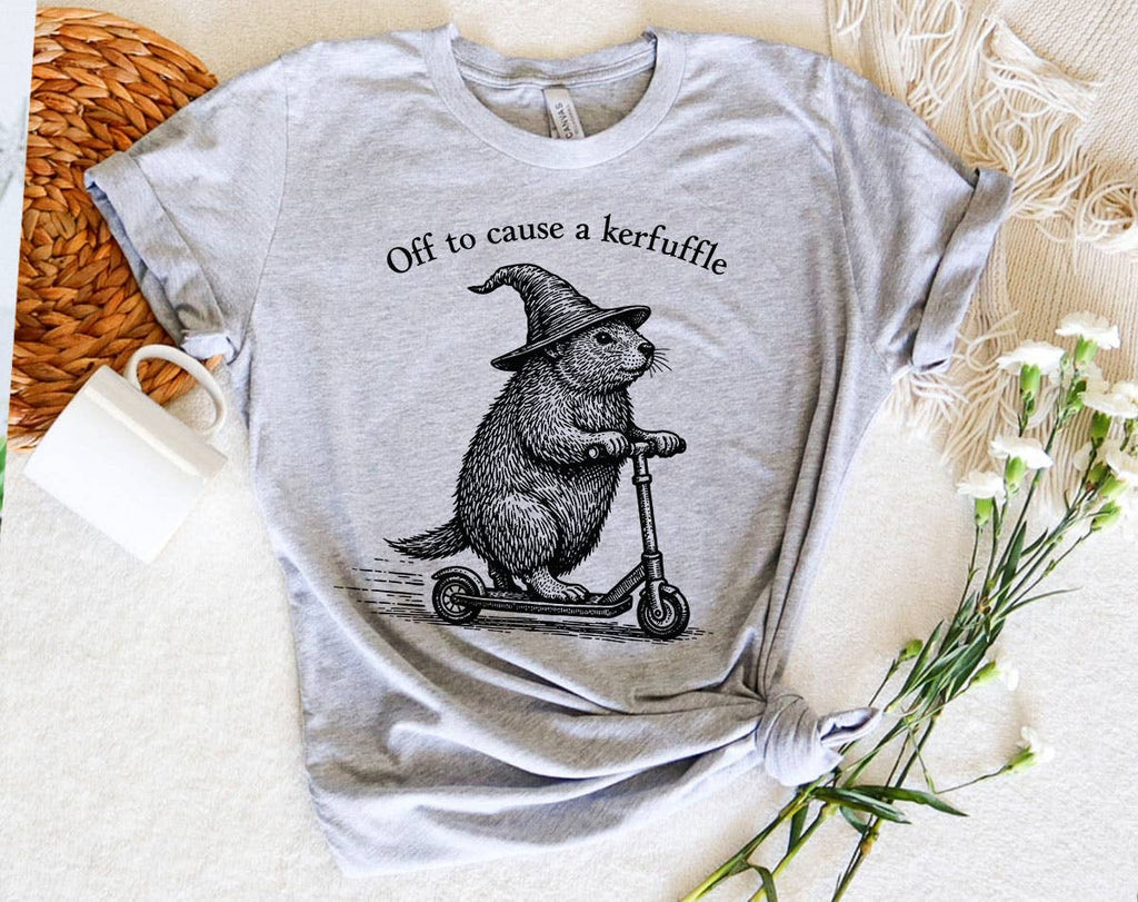 Off To Cause A Kerfuffle Groundhog Wizard Ringer - Adult & Kids T-Shirts, Sweatshirts & Hoodies apparel design preview 1