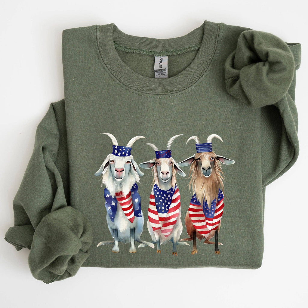 Patriotic Goats, Hippie, Funny, 4th of July - Adult & Kids T-Shirts, Sweatshirts & Hoodies apparel design preview 1