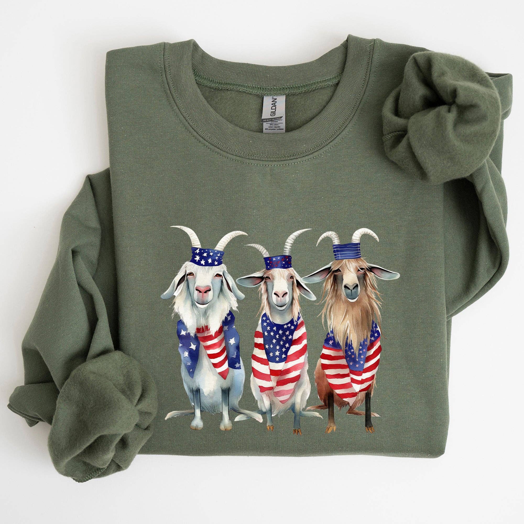 Patriotic Goats, Hippie, Funny, 4th of July - Adult & Kids T-Shirts, Sweatshirts & Hoodies apparel design preview 1