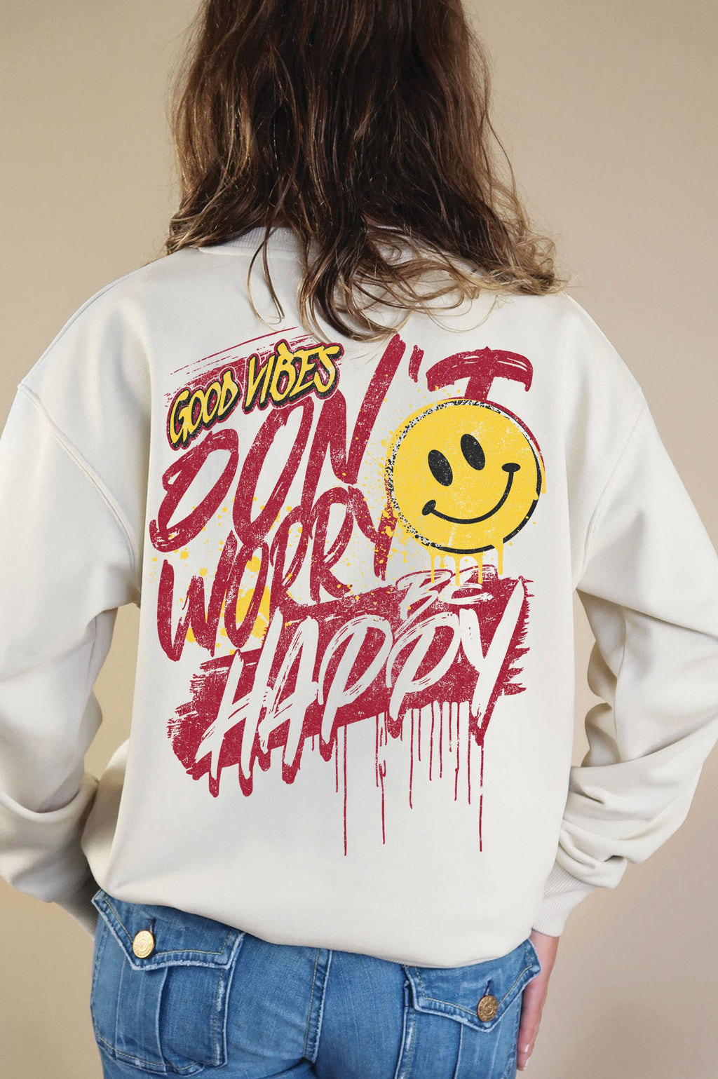 Good Vibes Happy Smiley Face F&B Graphic Brushed - Adult & Kids T-Shirts, Sweatshirts & Hoodies apparel design preview 1