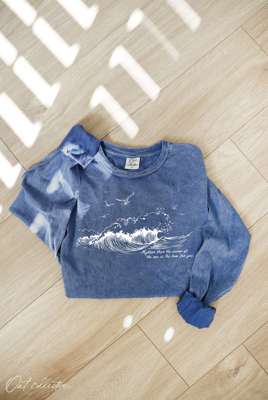 Mightier Than the Waves Mineral Washed Graphic - Adult & Kids T-Shirts, Sweatshirts & Hoodies apparel design preview 1
