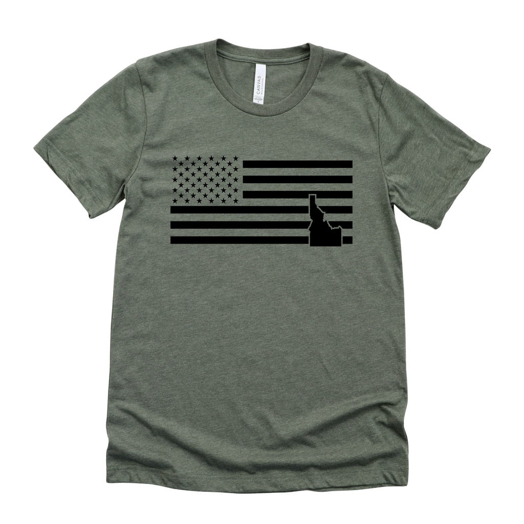American Flag Idaho State Graphic 149 - Adult & Kids T-Shirts, Sweatshirts & Hoodies apparel design preview 1