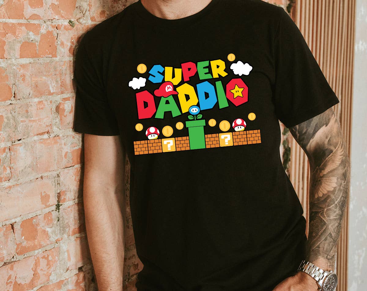 Super Daddio Dad Video Game Father's Day - Adult & Kids T-Shirts, Sweatshirts & Hoodies apparel design preview 1