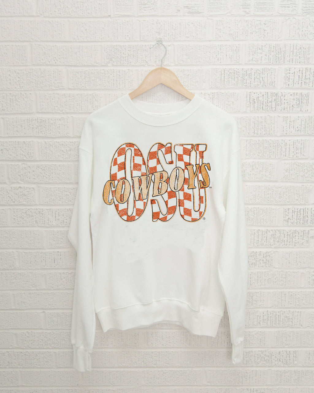 Osu Cowboys Twisted Check White Thrifted - Adult & Kids T-Shirts, Sweatshirts & Hoodies apparel design preview 1