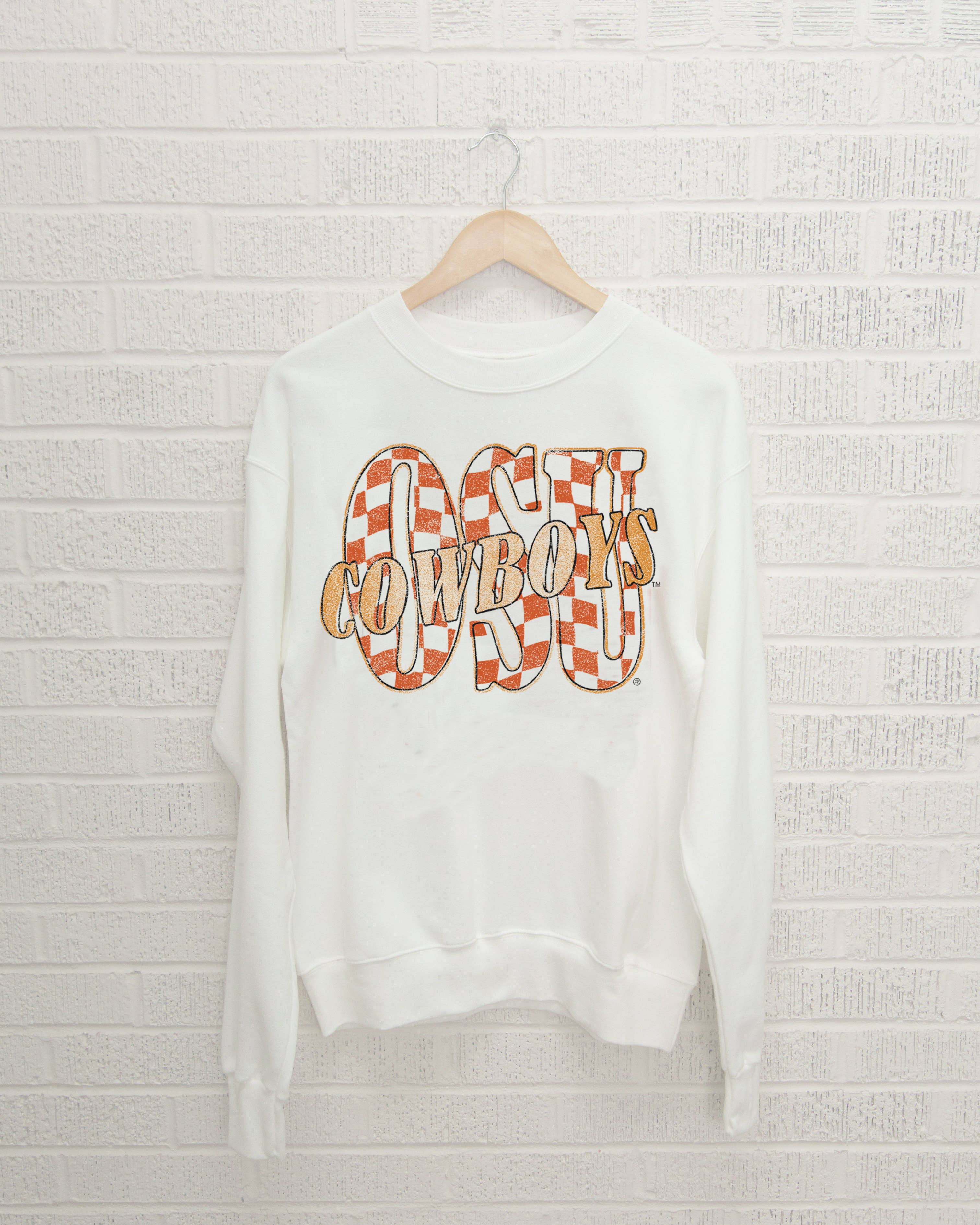 Osu Cowboys Twisted Check White Thrifted - Adult & Kids T-Shirts, Sweatshirts & Hoodies apparel design preview 1