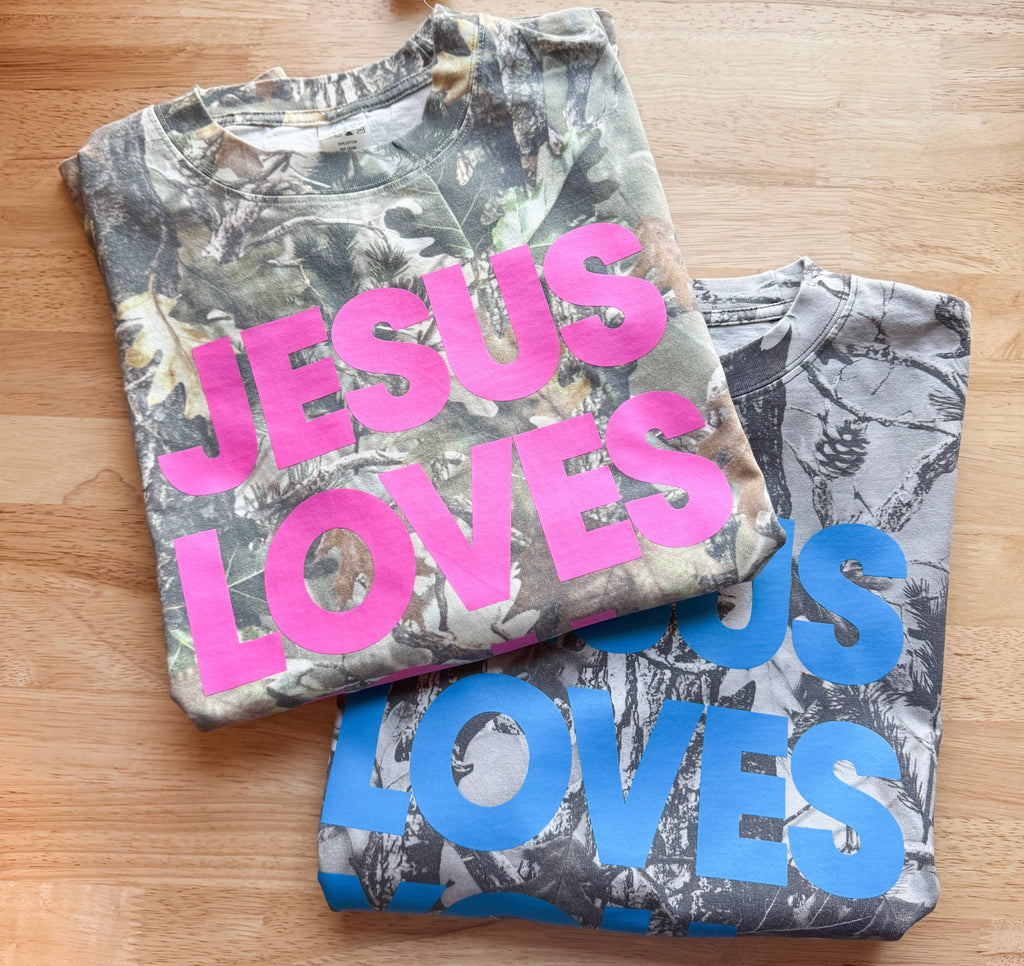 Jesus Loves You Camo Spring Western Apparel - Adult & Kids T-Shirts, Sweatshirts & Hoodies apparel design preview 1