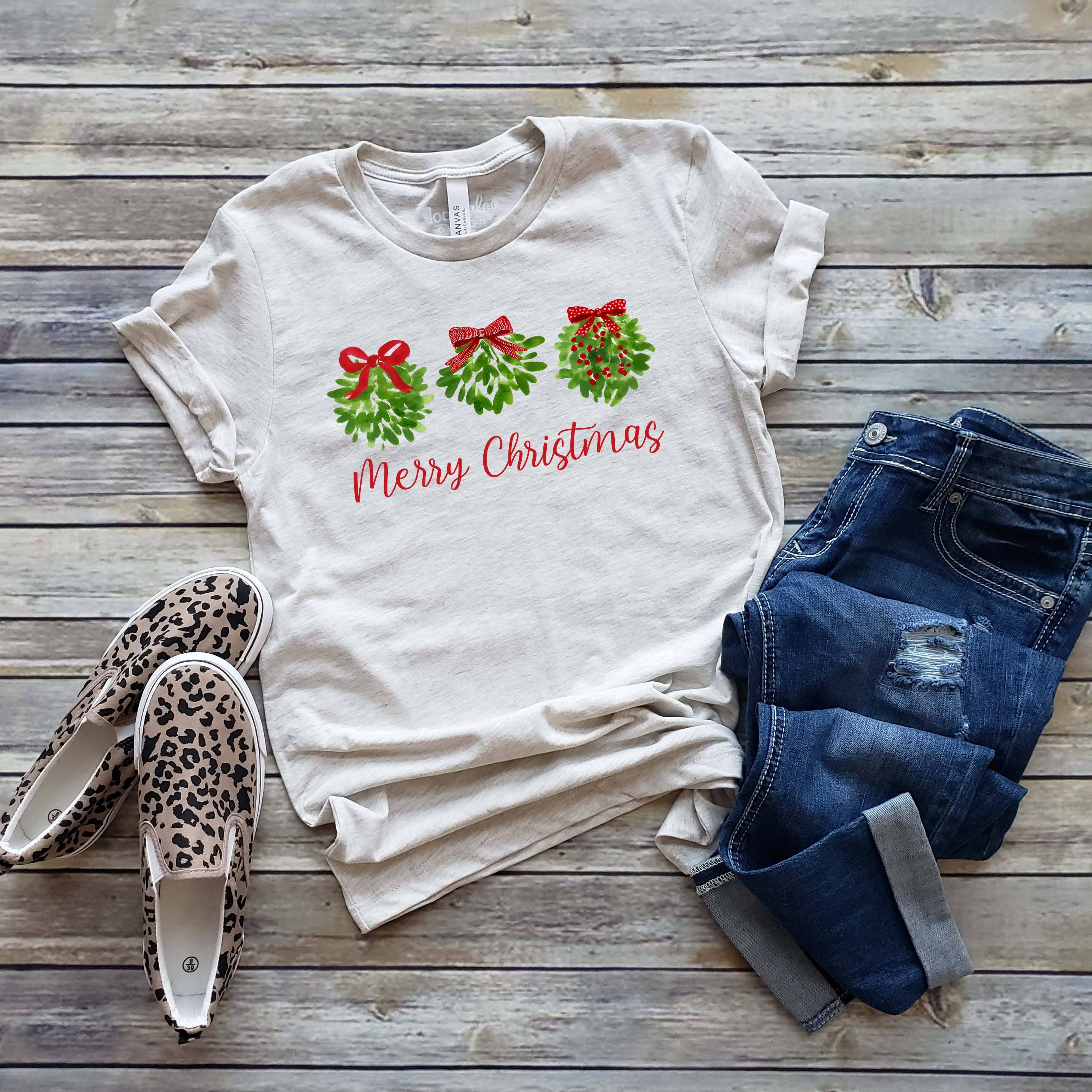 Merry Christmas Mistletoe Sizes XS-2XL - Adult & Kids T-Shirts, Sweatshirts & Hoodies apparel design preview 1