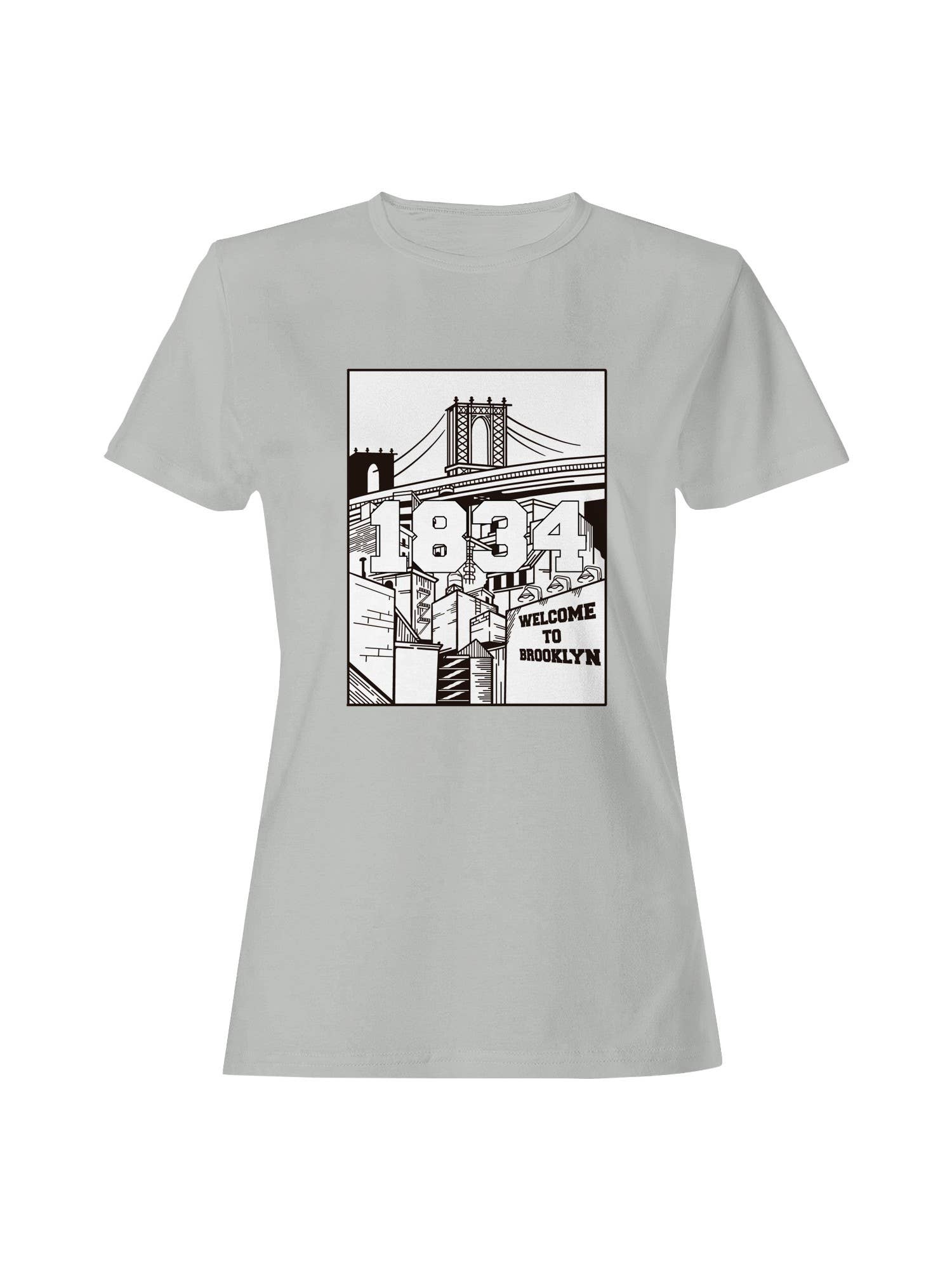 Brooklyn 1834 Wall Print Women's - Adult & Kids T-Shirts, Sweatshirts & Hoodies apparel design preview 1
