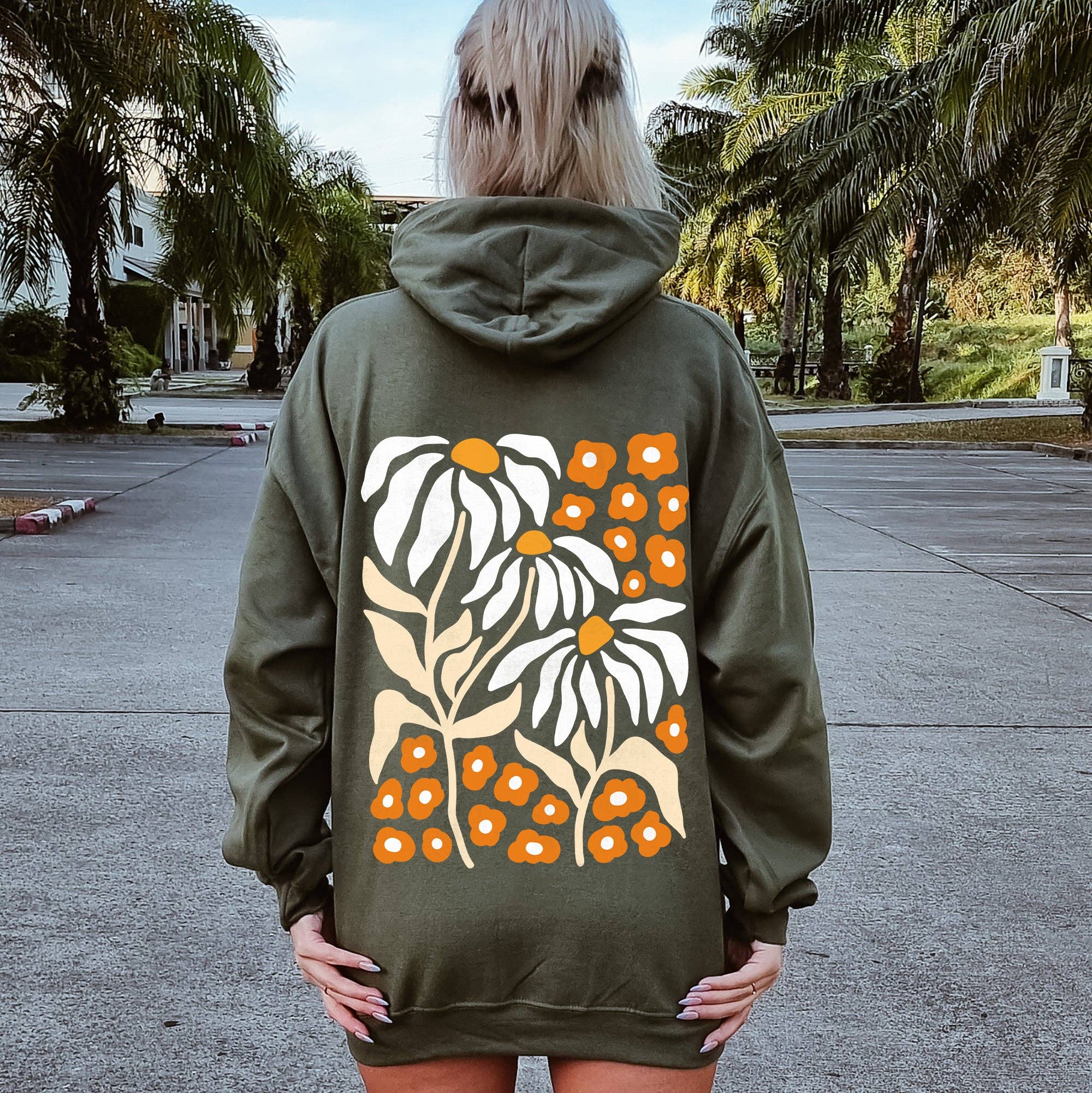 Boho Daisies, Retro Floral Design - Adult & Kids T-Shirts, Sweatshirts & Hoodies apparel design preview 1