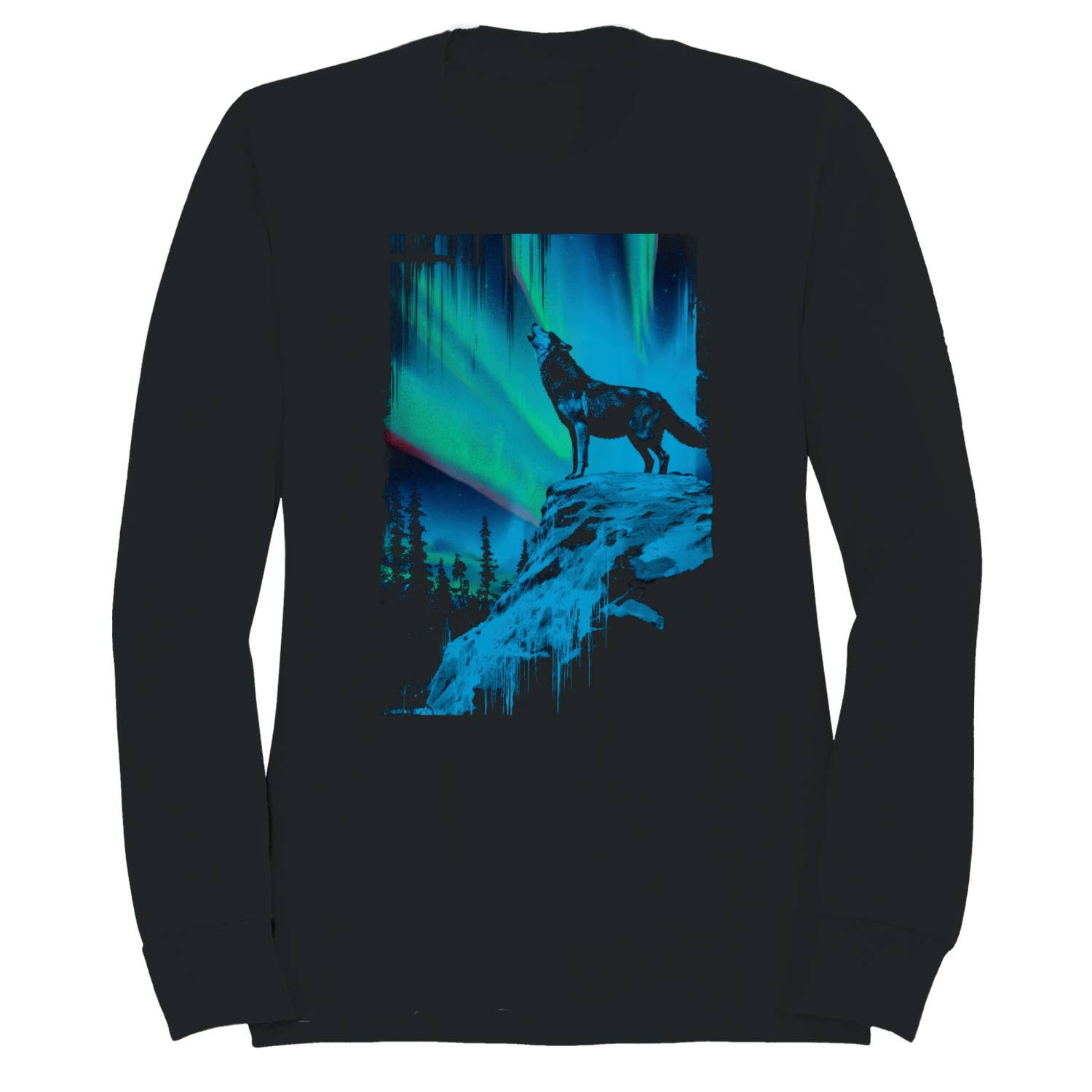 Howling Wolf Northern Lights Men's - Adult & Kids T-Shirts, Sweatshirts & Hoodies apparel design preview 1