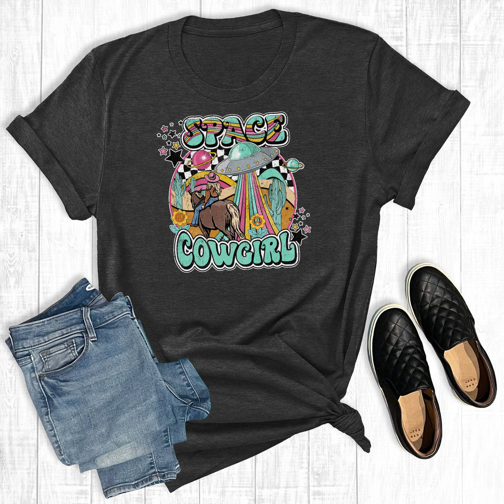 Retro Western Space Cowgirl - Adult & Kids T-Shirts, Sweatshirts & Hoodies apparel design preview 1