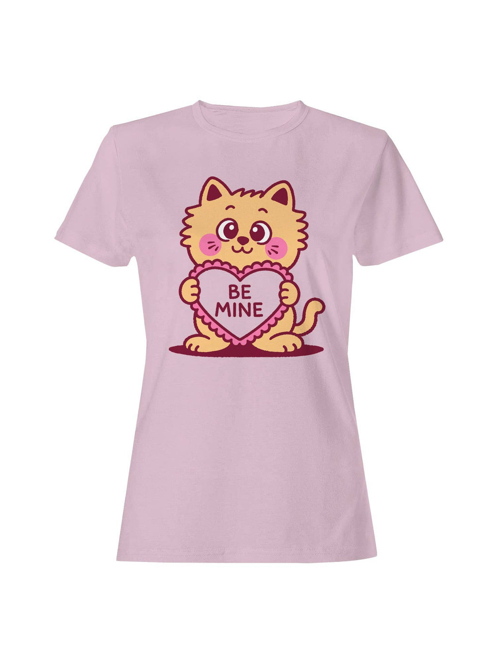 Adorable Cat Holding Be Mine Heart Women's - Adult & Kids T-Shirts, Sweatshirts & Hoodies apparel design preview 1