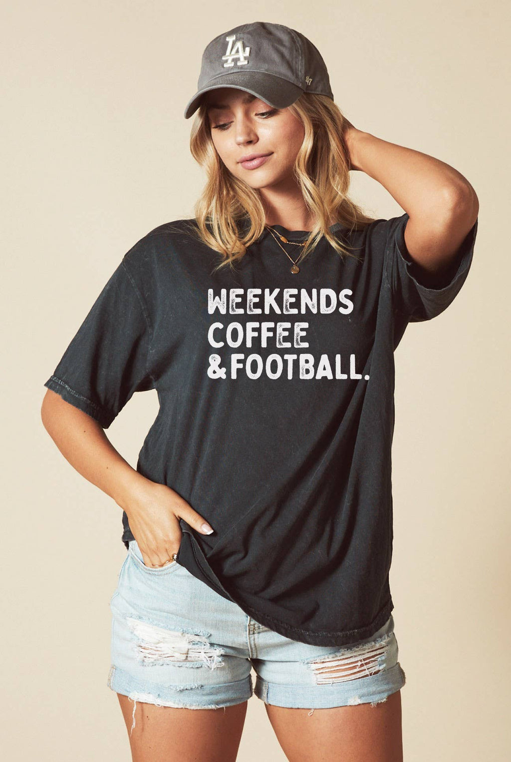 Weekends Coffee and Football Mineral Washed Graphic - Adult & Kids T-Shirts, Sweatshirts & Hoodies apparel design preview 1