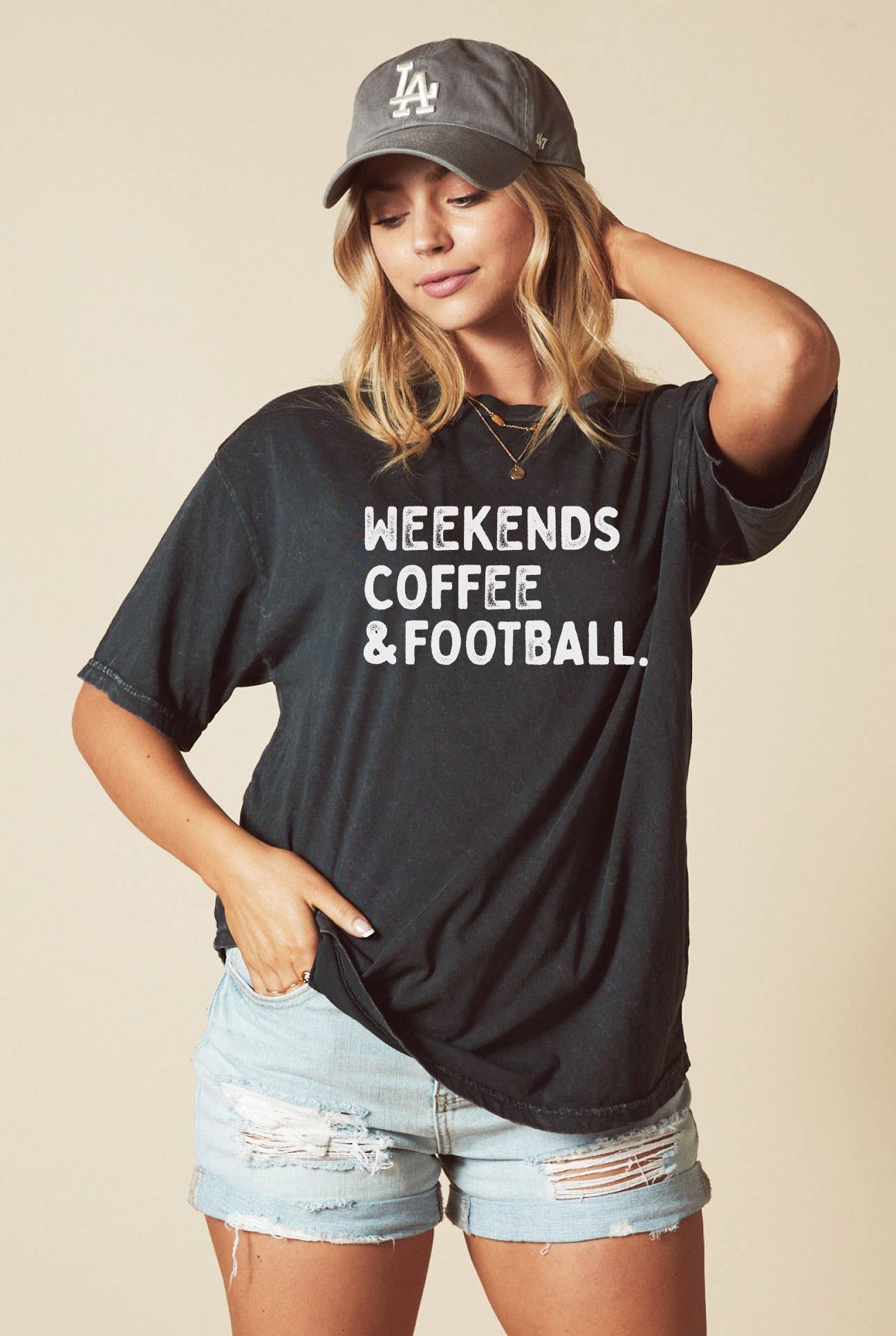 Weekends Coffee and Football Mineral Washed Graphic - Adult & Kids T-Shirts, Sweatshirts & Hoodies apparel design preview 1