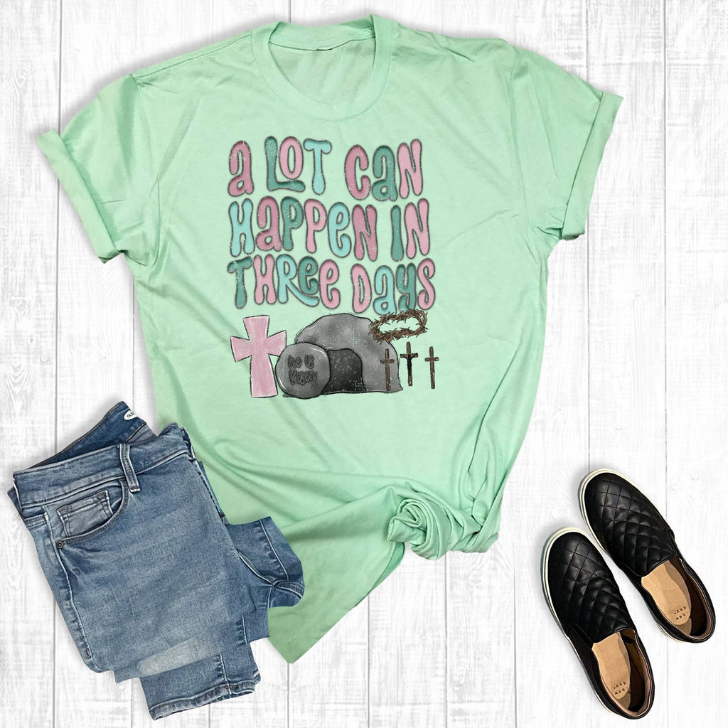 Easter A Lot Can Happen in Three Days Graphic - Adult & Kids T-Shirts, Sweatshirts & Hoodies apparel design preview 1