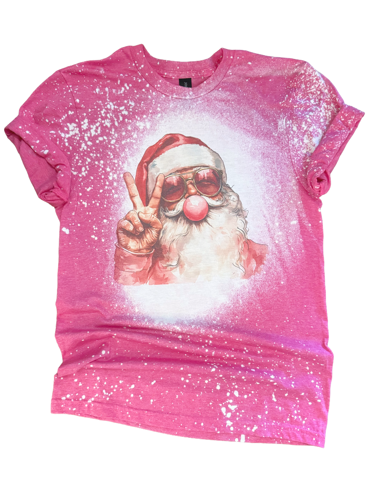 Bubblegum Santa Christmas Bleached - Adult & Kids T-Shirts, Sweatshirts & Hoodies apparel design preview 1